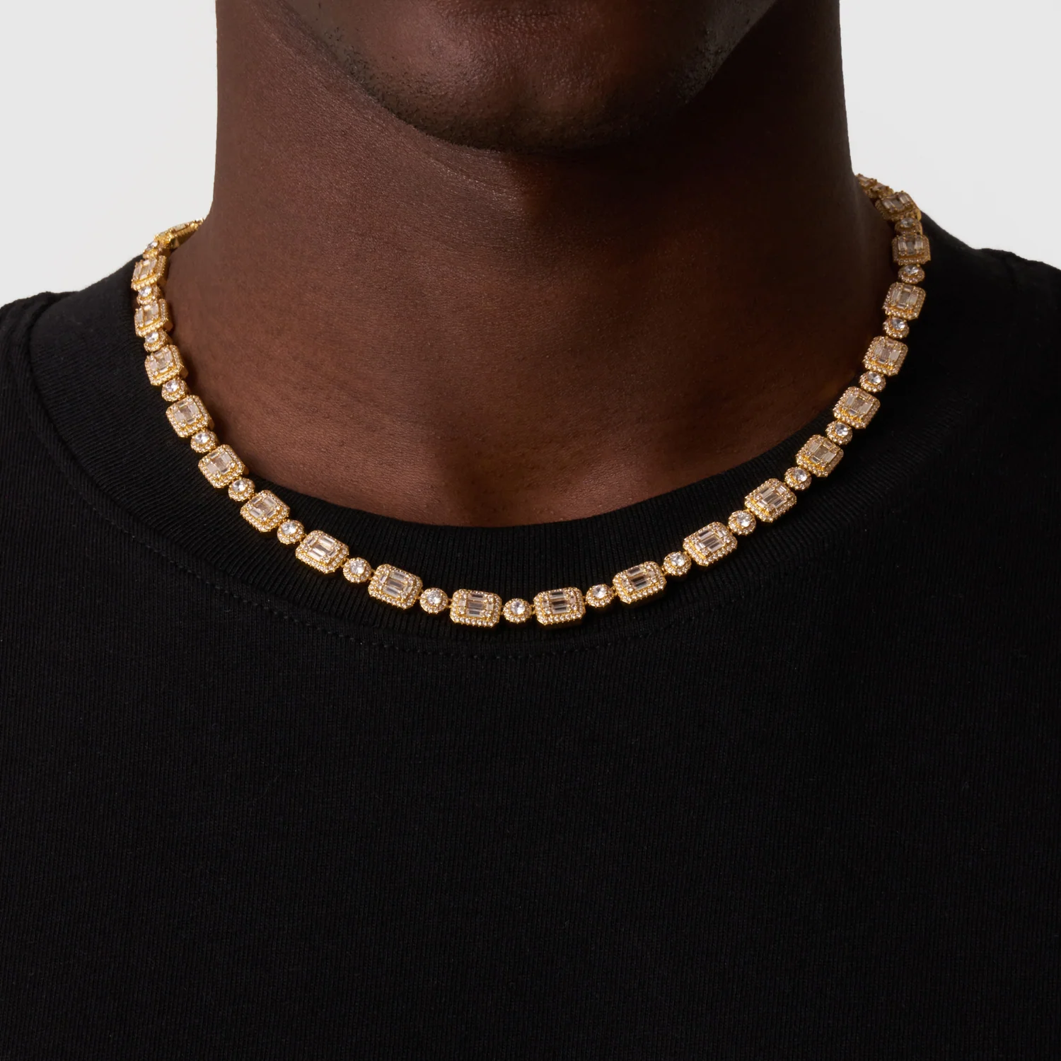 Baguette Link Iced Necklace (Gold) - Image 2