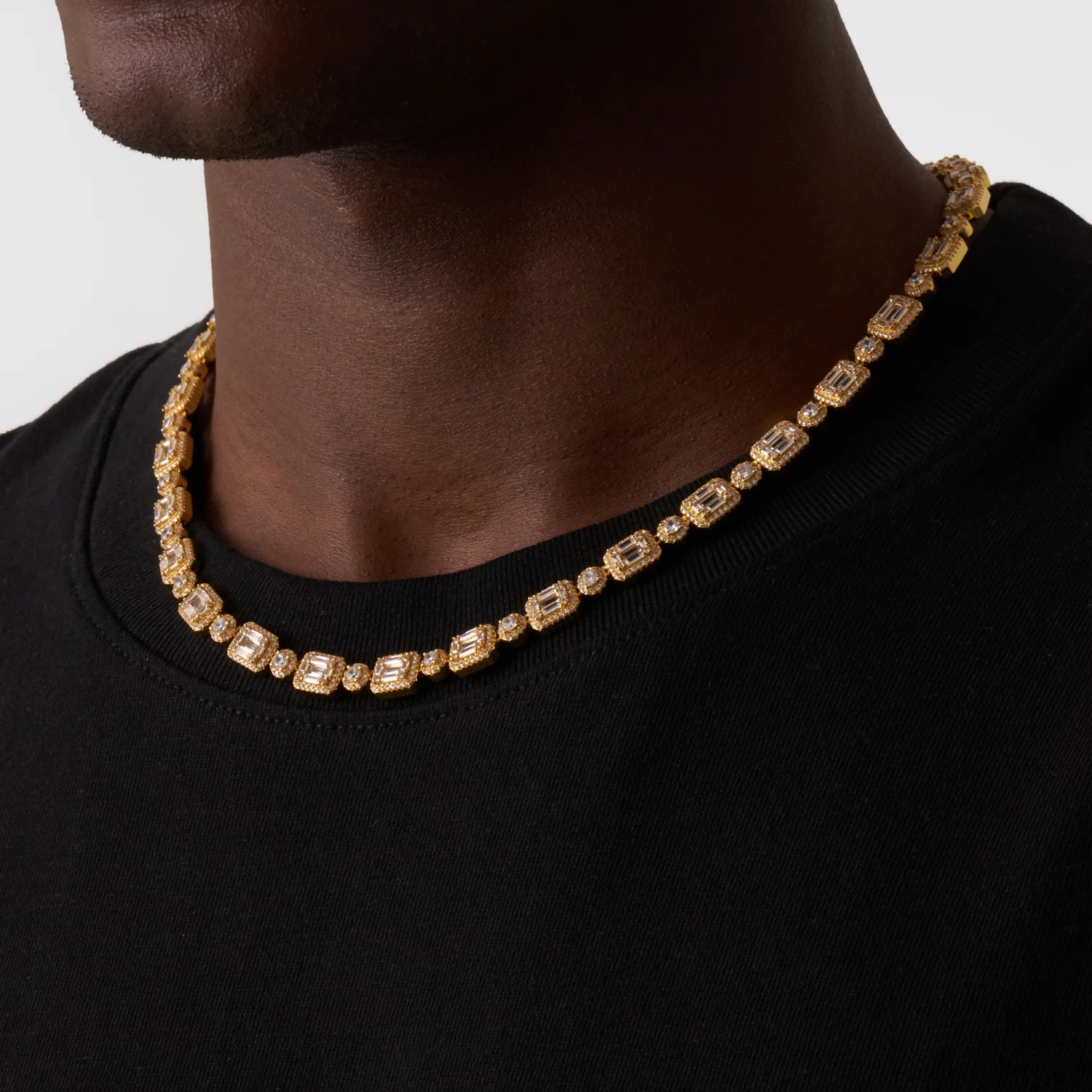 Baguette Link Iced Necklace (Gold) - Image 4