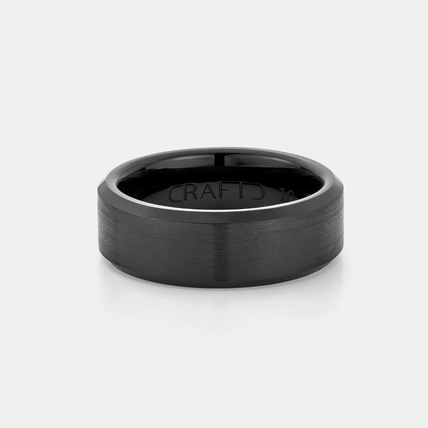 Bevelled Ring (Black) 8mm | Sterling Silver - Image 2