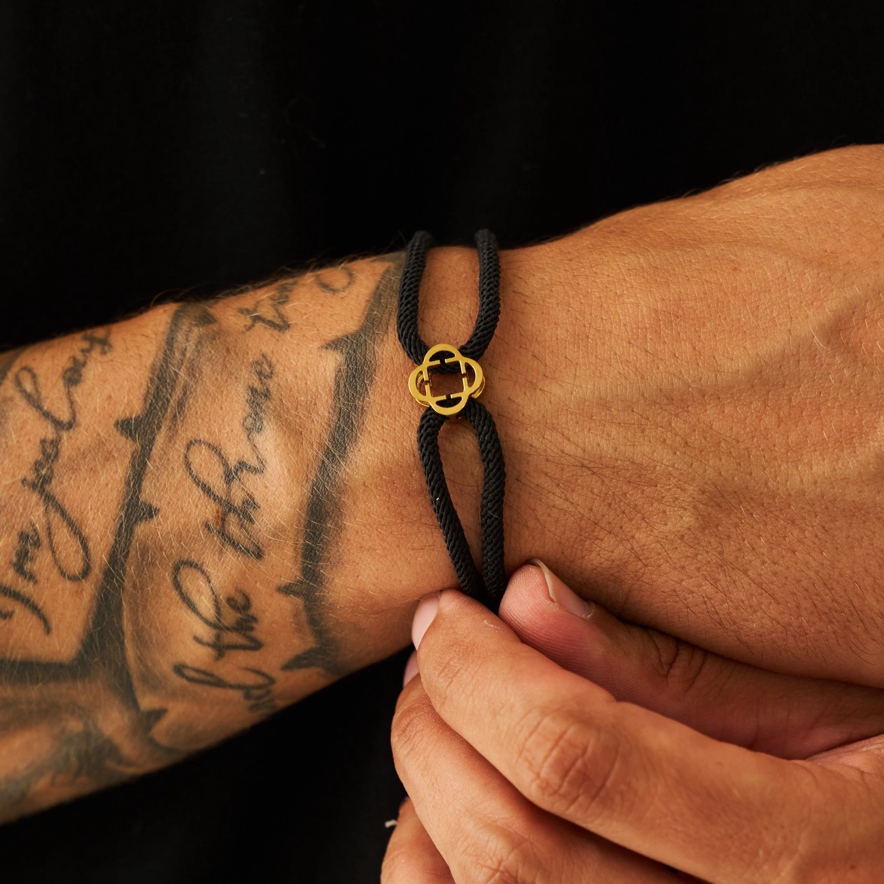 Black Cord Bracelet (Gold) - Image 3