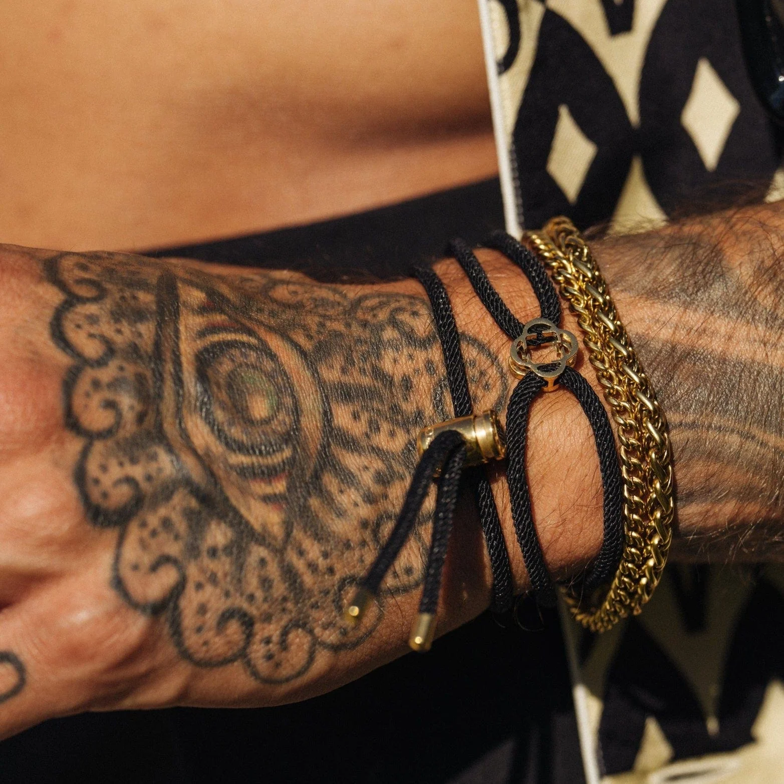 Black Cord Bracelet (Gold) - Image 6