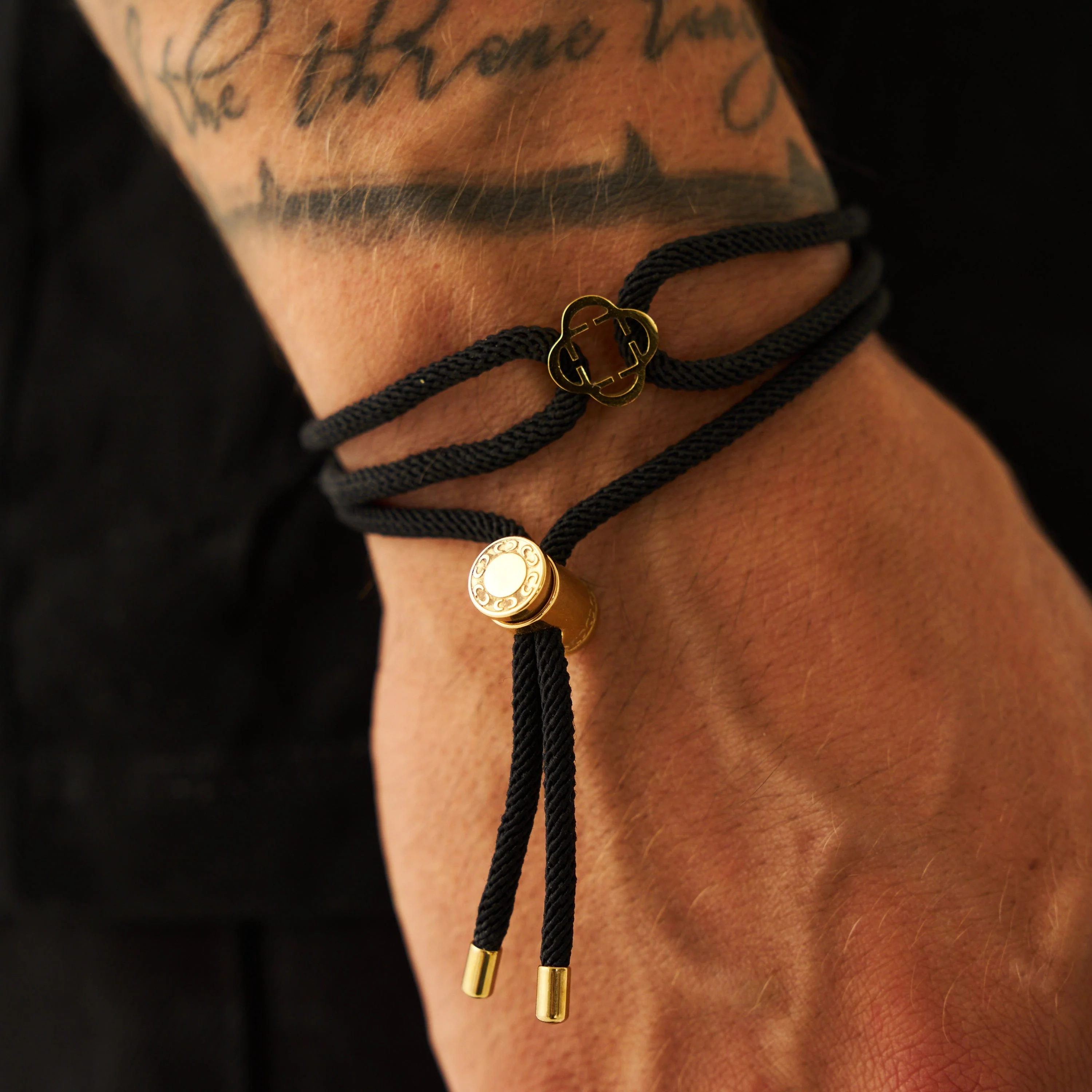 Black Cord Bracelet (Gold) - Image 7