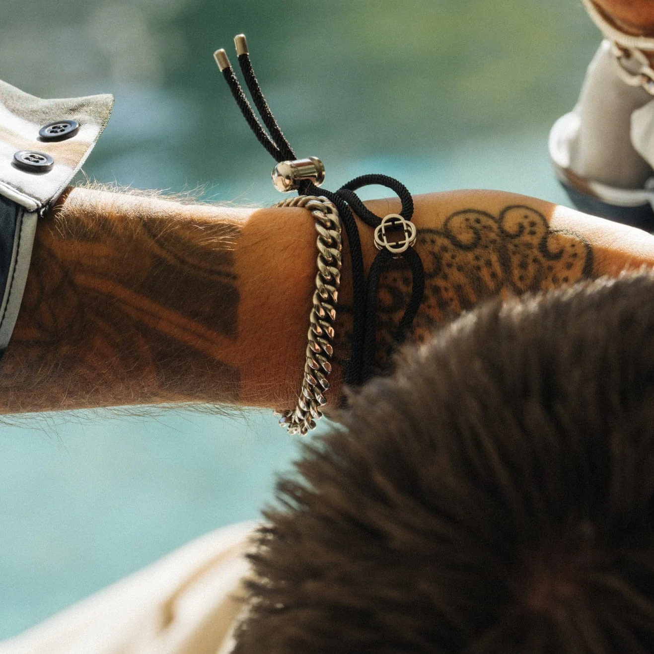 Black Cord Bracelet (Silver) - Image 4