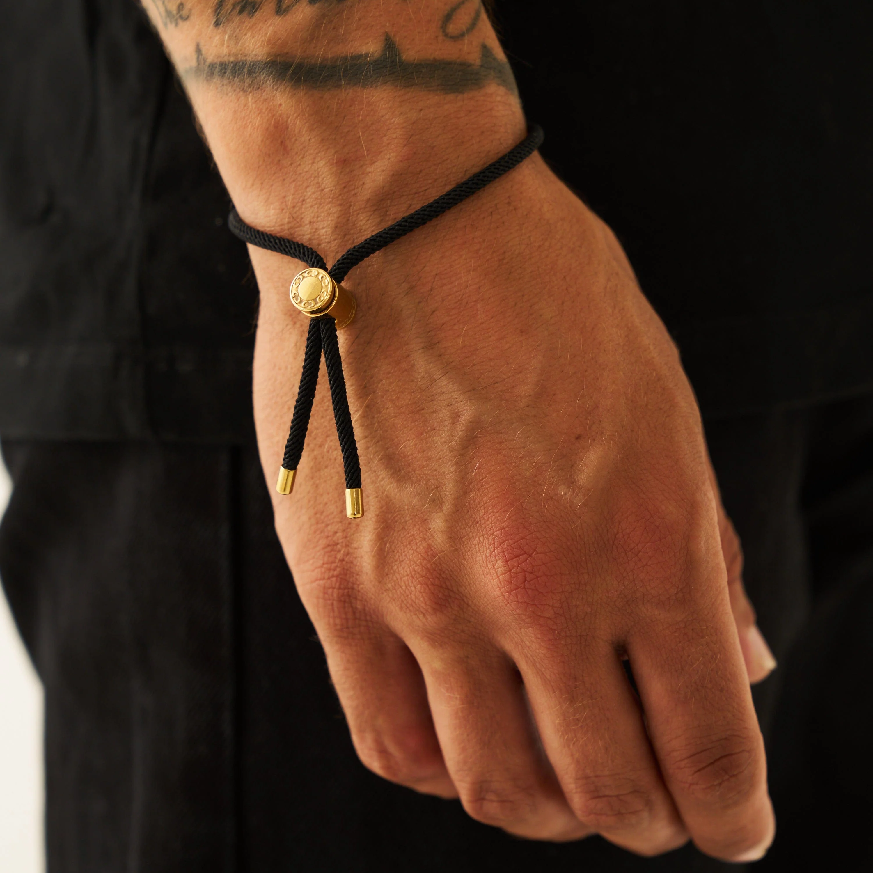 Black Cord Toggle Bracelet (Gold) - Image 2