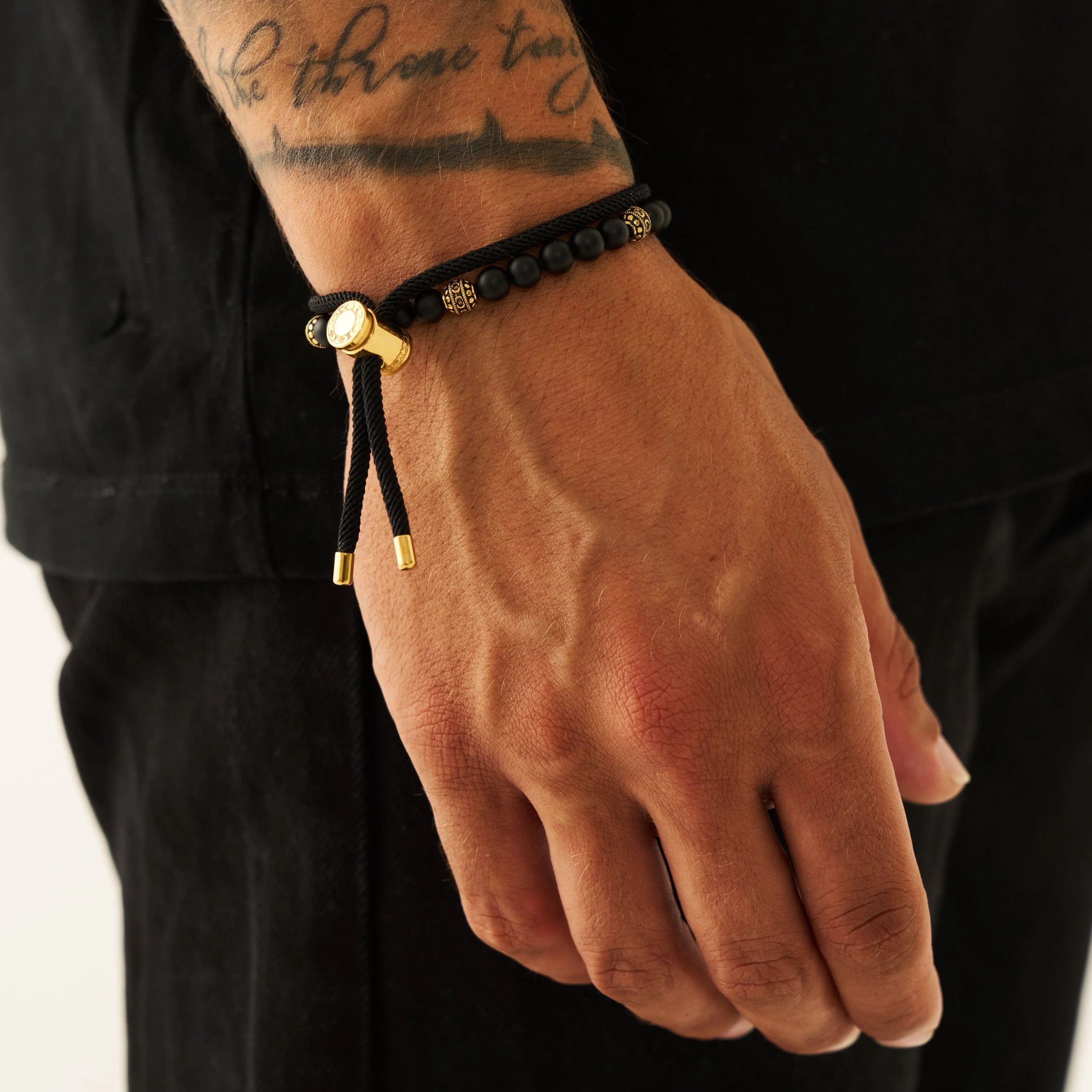 Black Cord Toggle Bracelet (Gold) - Image 6