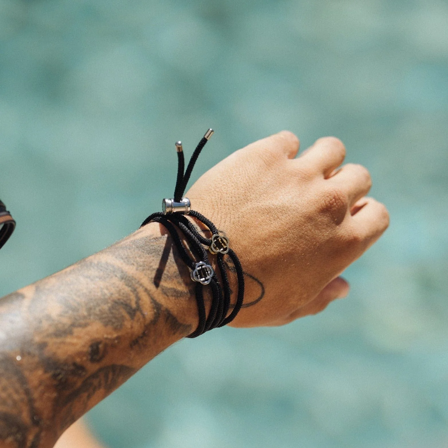 Black Cord Toggle Bracelet (Silver) - Image 4