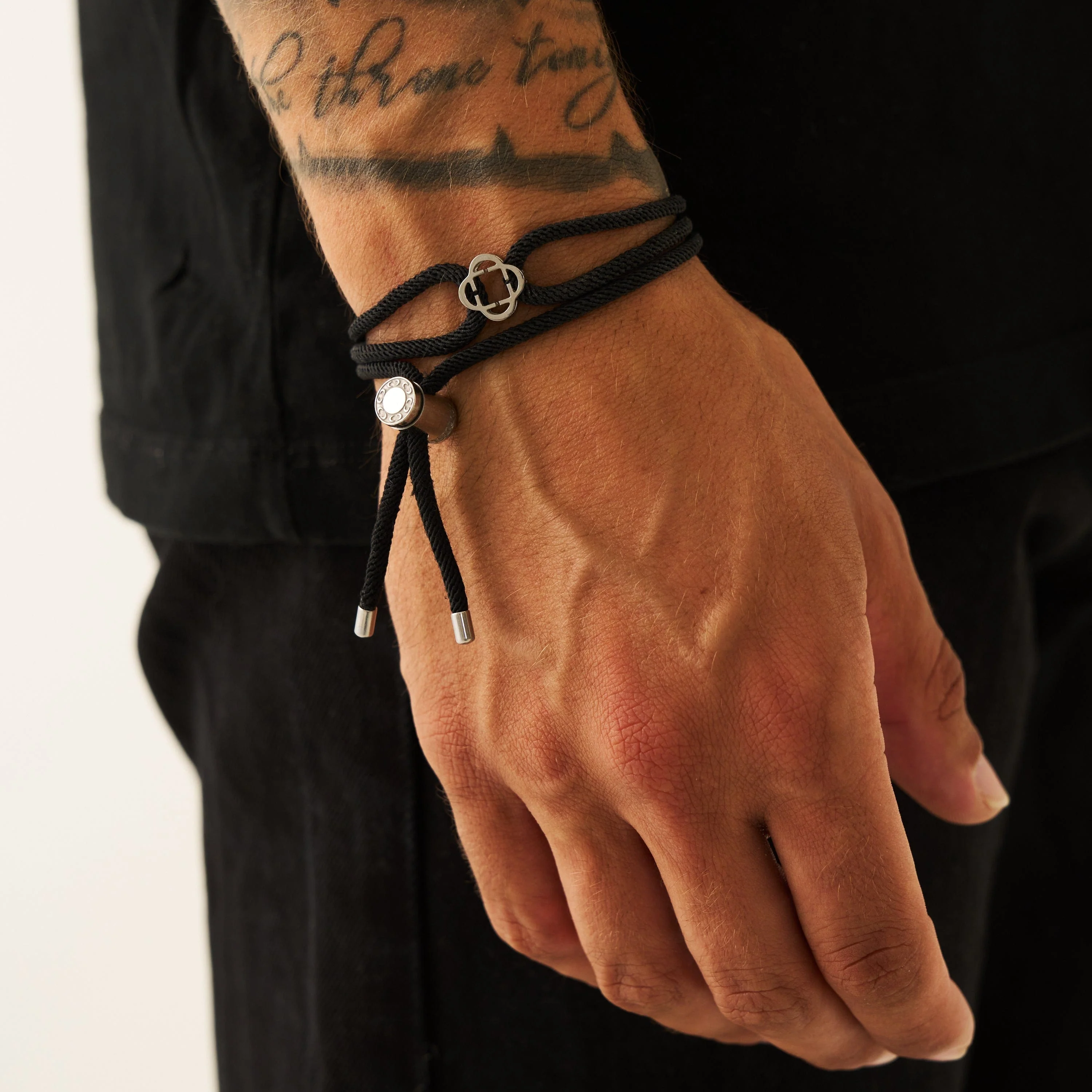 Black Cord Toggle Bracelet (Silver) - Image 5