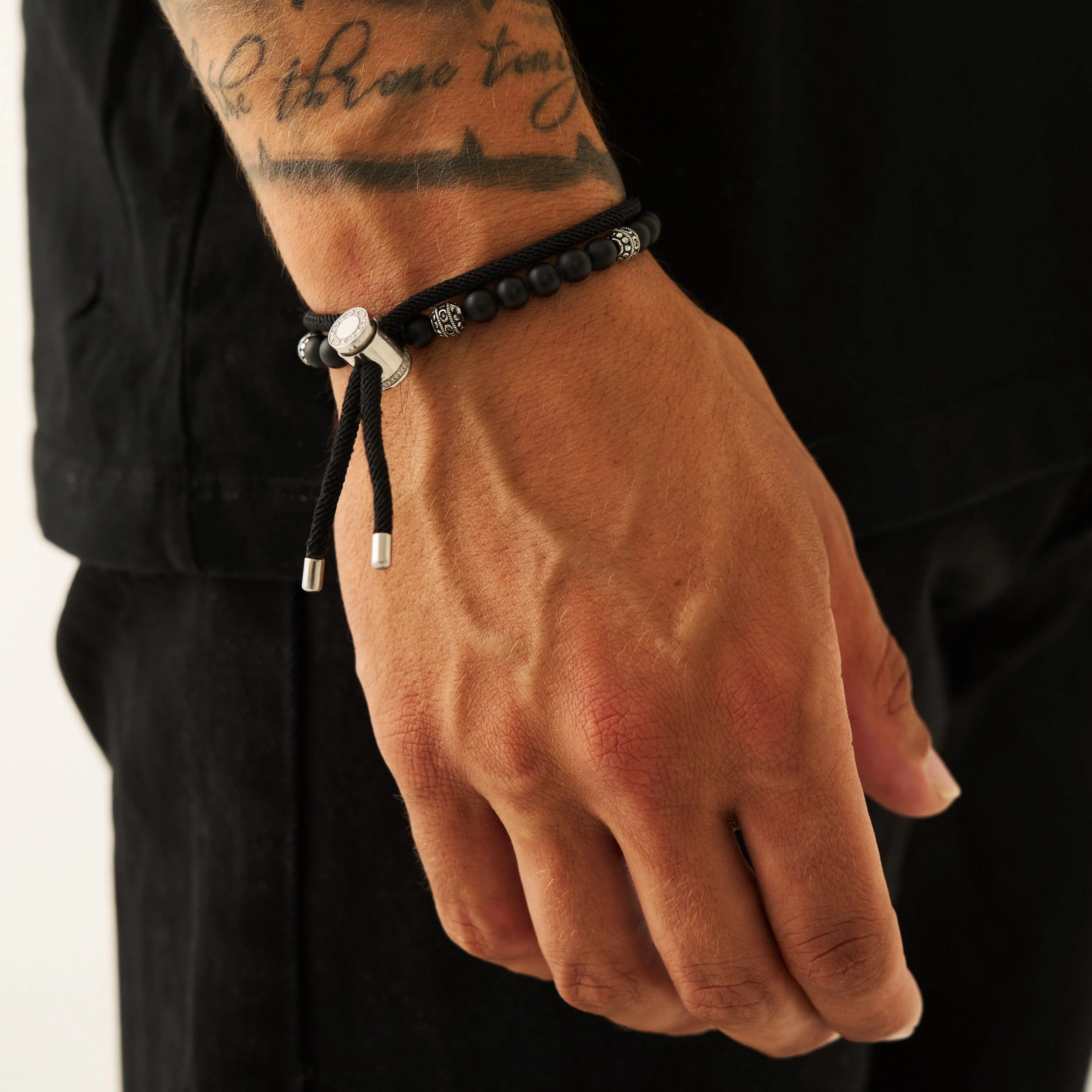 Black Cord Toggle Bracelet (Silver) - Image 6