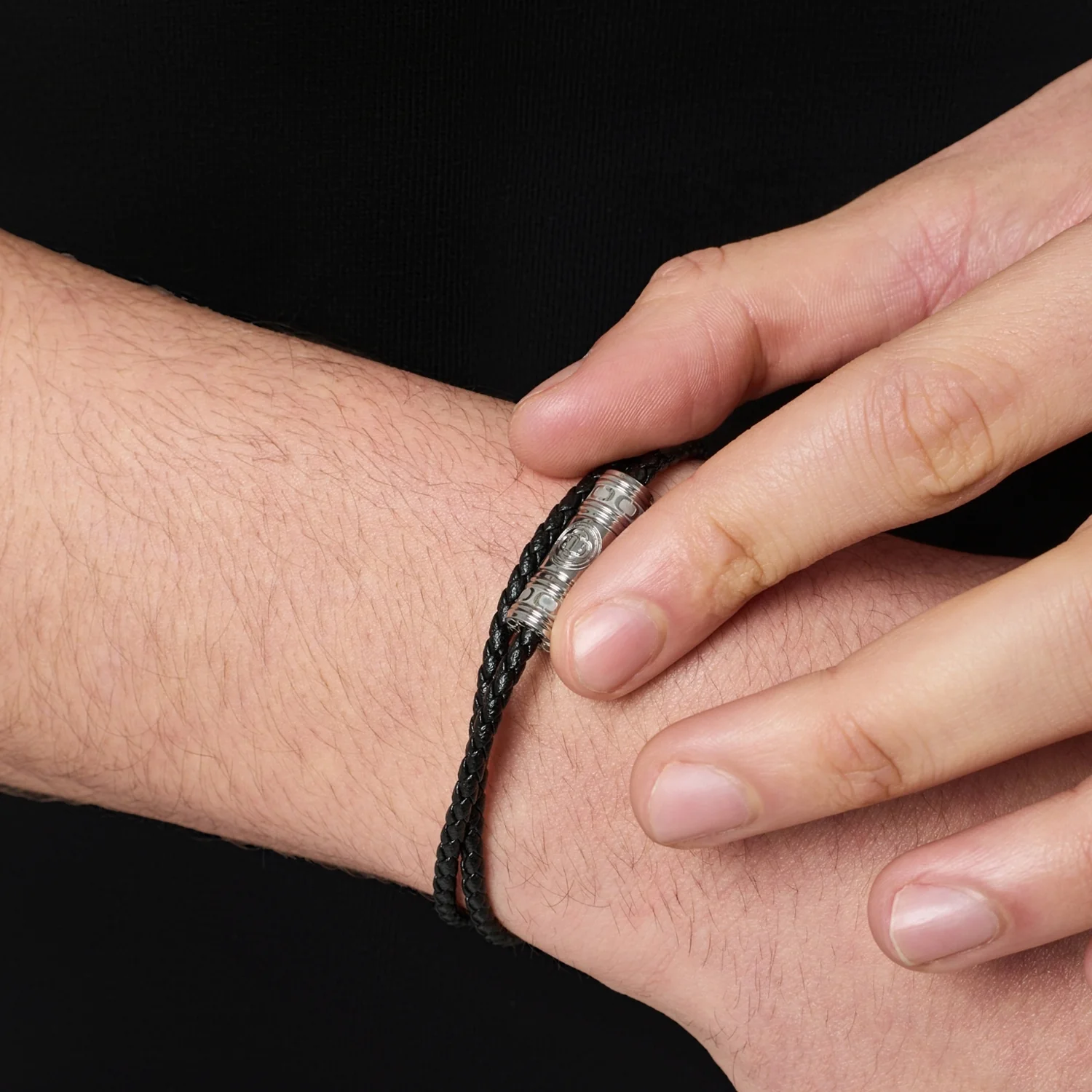 Black Leather Wrap Bracelet - Image 3