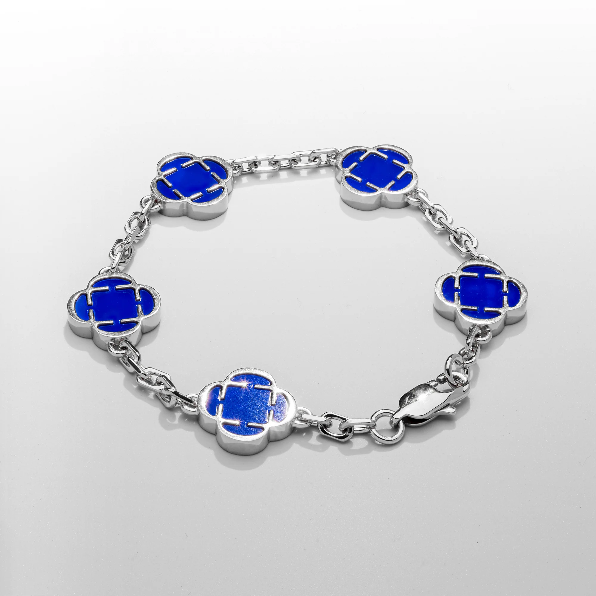 Blue Clover Stone Bracelet (Silver) - Image 5