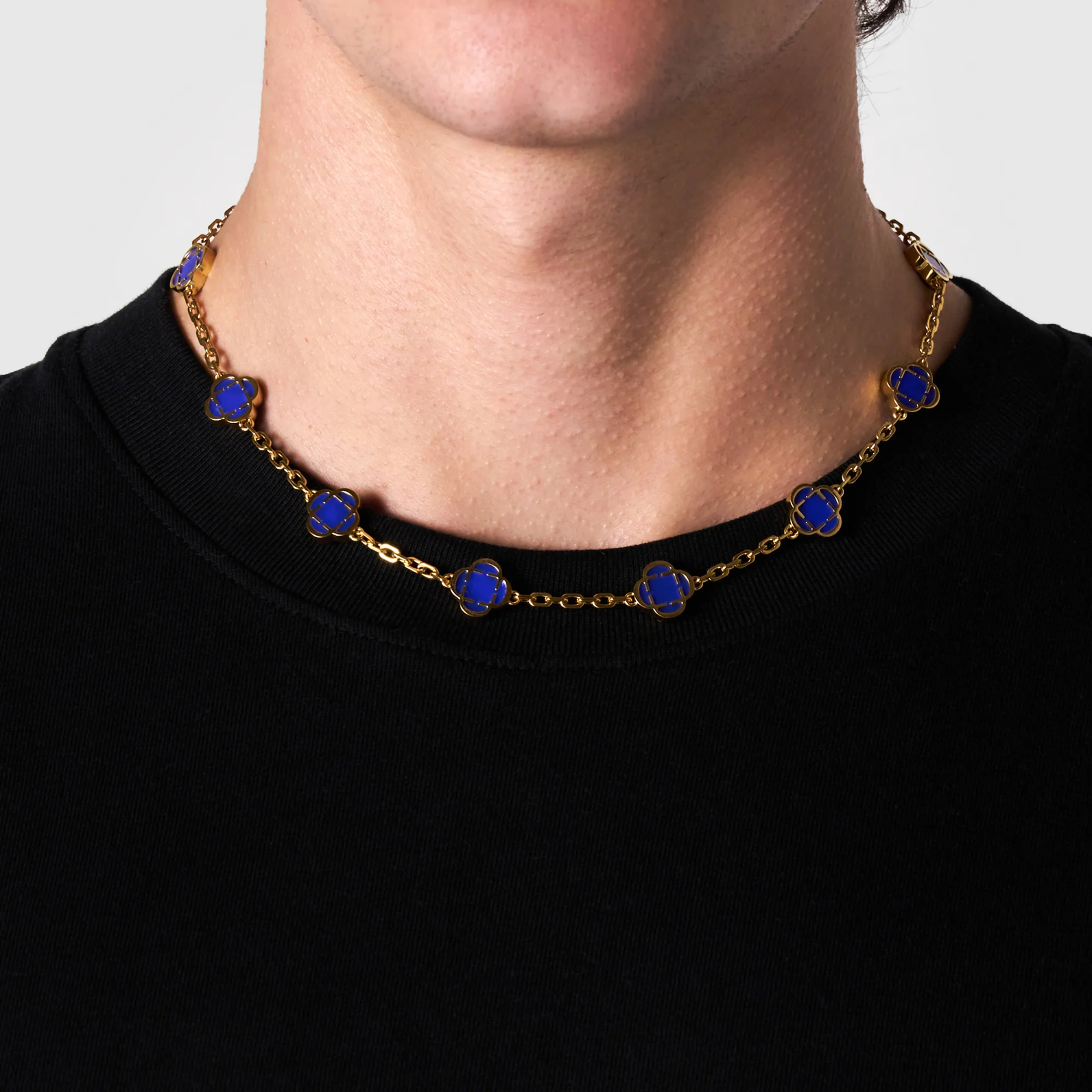 Blue Clover Stone Necklace (Gold) - Image 2