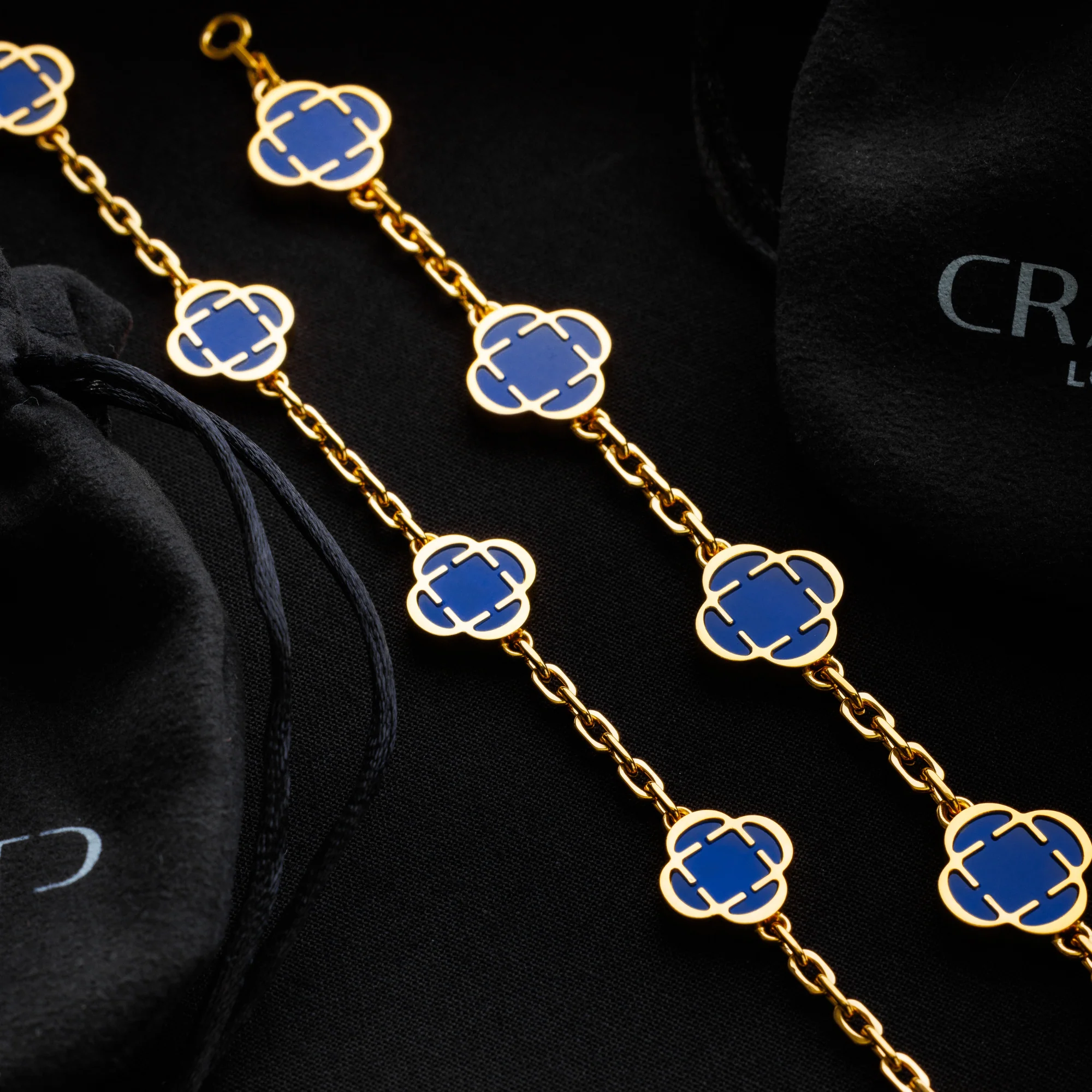 Blue Clover Stone Necklace (Gold) - Image 6