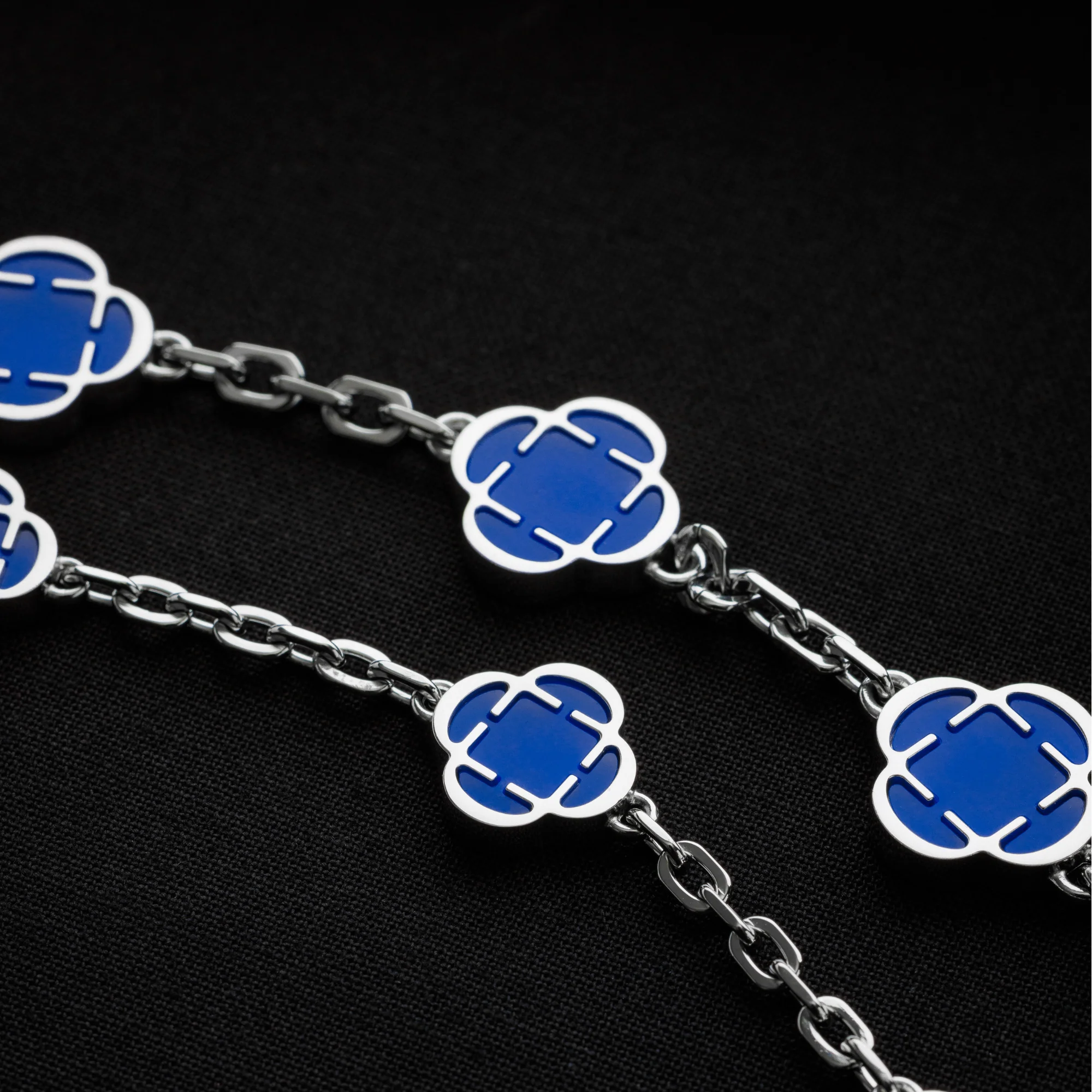 Blue Clover Stone Necklace (Silver) - Image 6