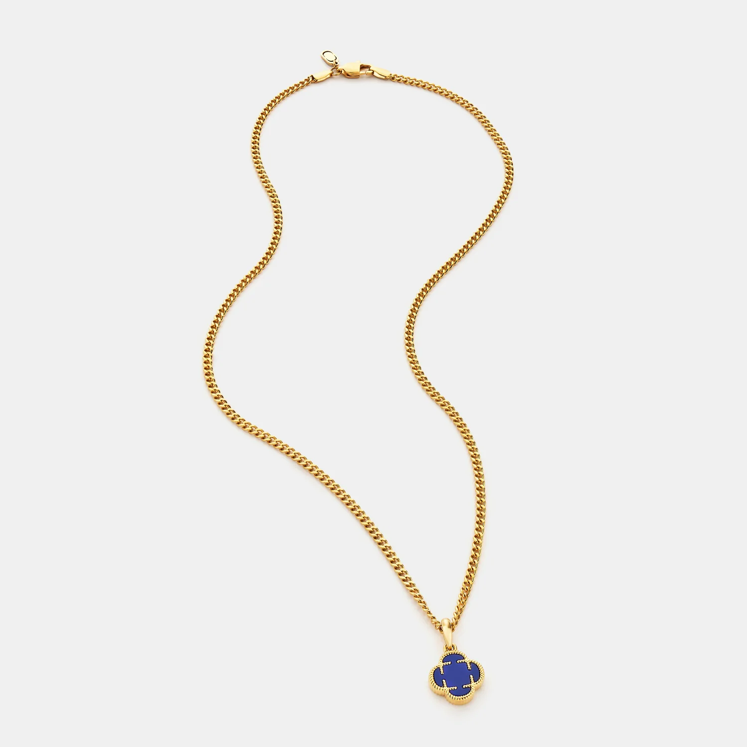 Blue Clover Stone Pendant (Gold) - Image 10