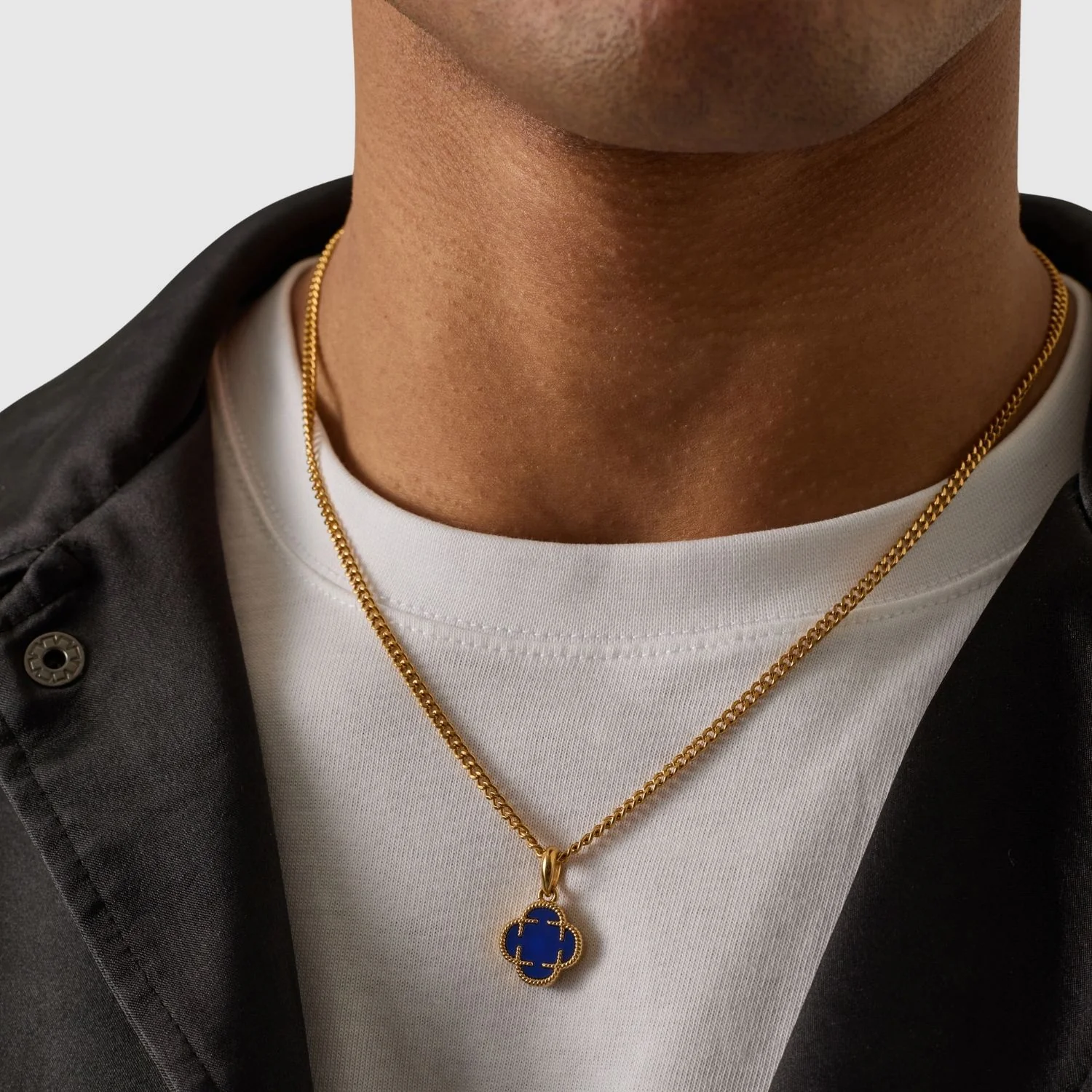 Blue Clover Stone Pendant (Gold) - Image 6