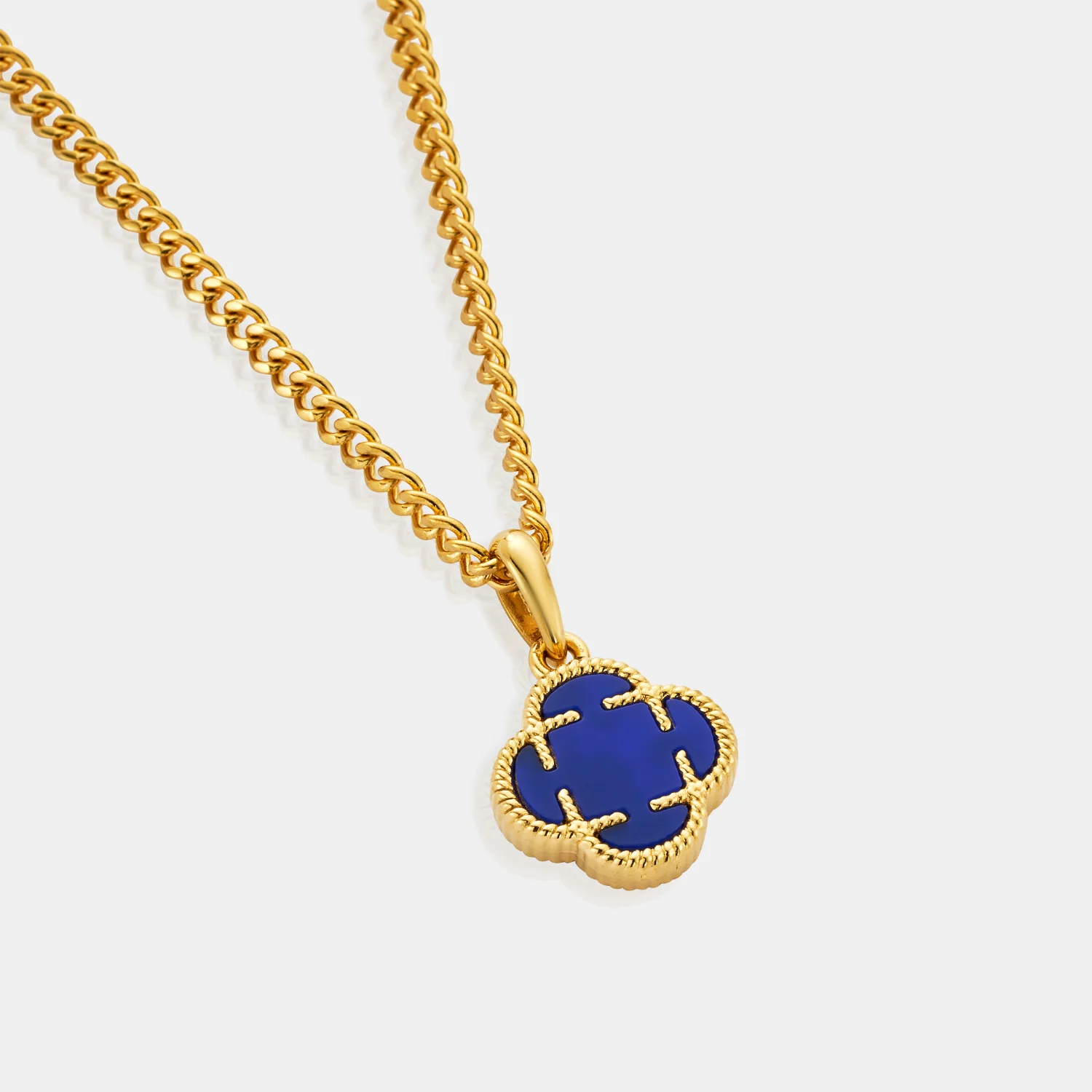 Blue Clover Stone Pendant (Gold) - Image 9