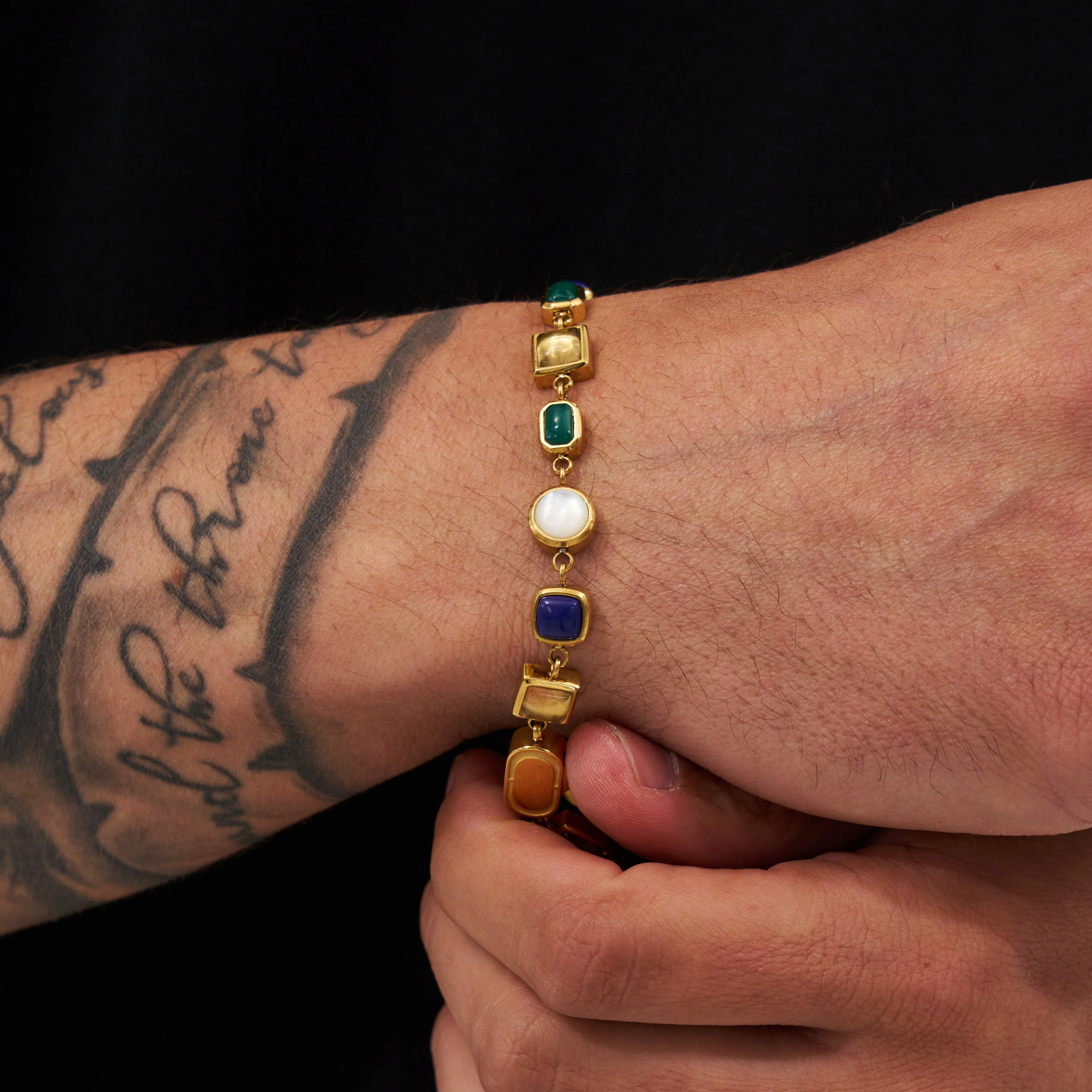 Blue Crystal Gemstone Bracelet (Gold) - Image 3