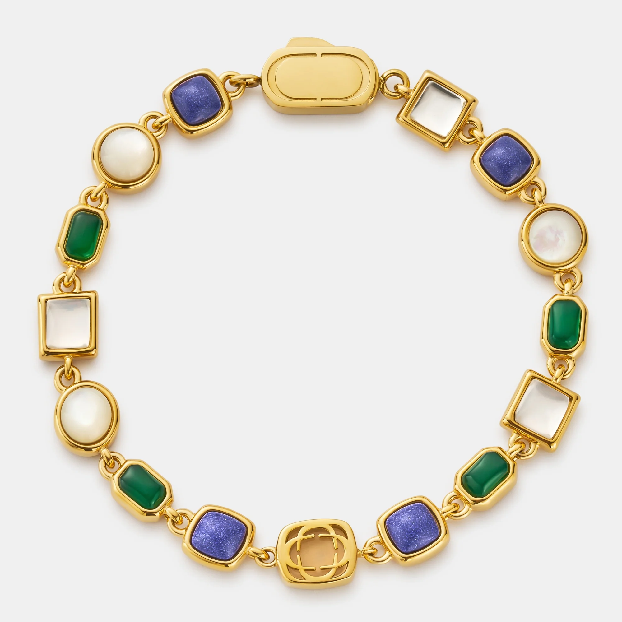 Blue Crystal Gemstone Bracelet (Gold) - Image 4