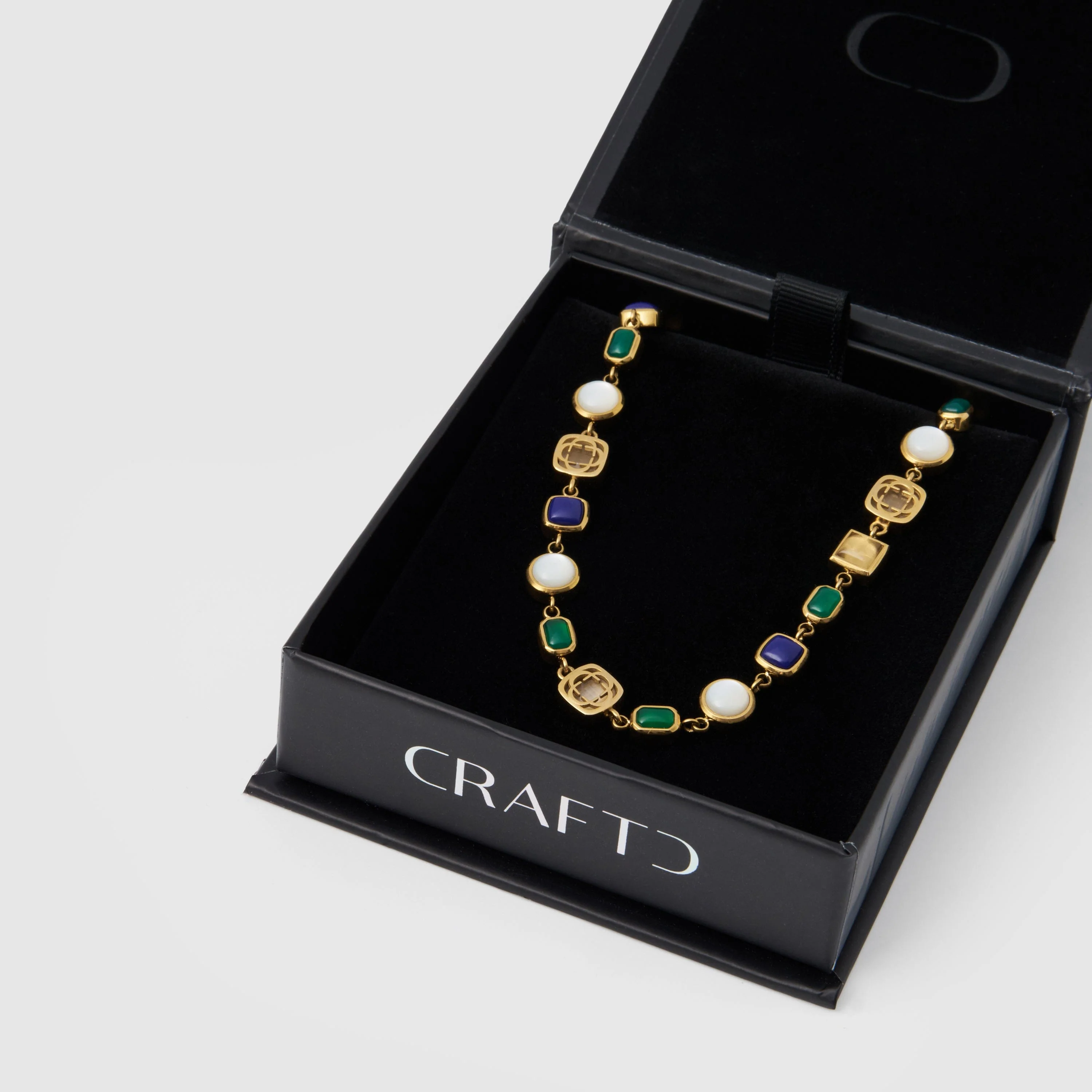Blue Crystal Gemstone Necklace (Gold) - Image 8