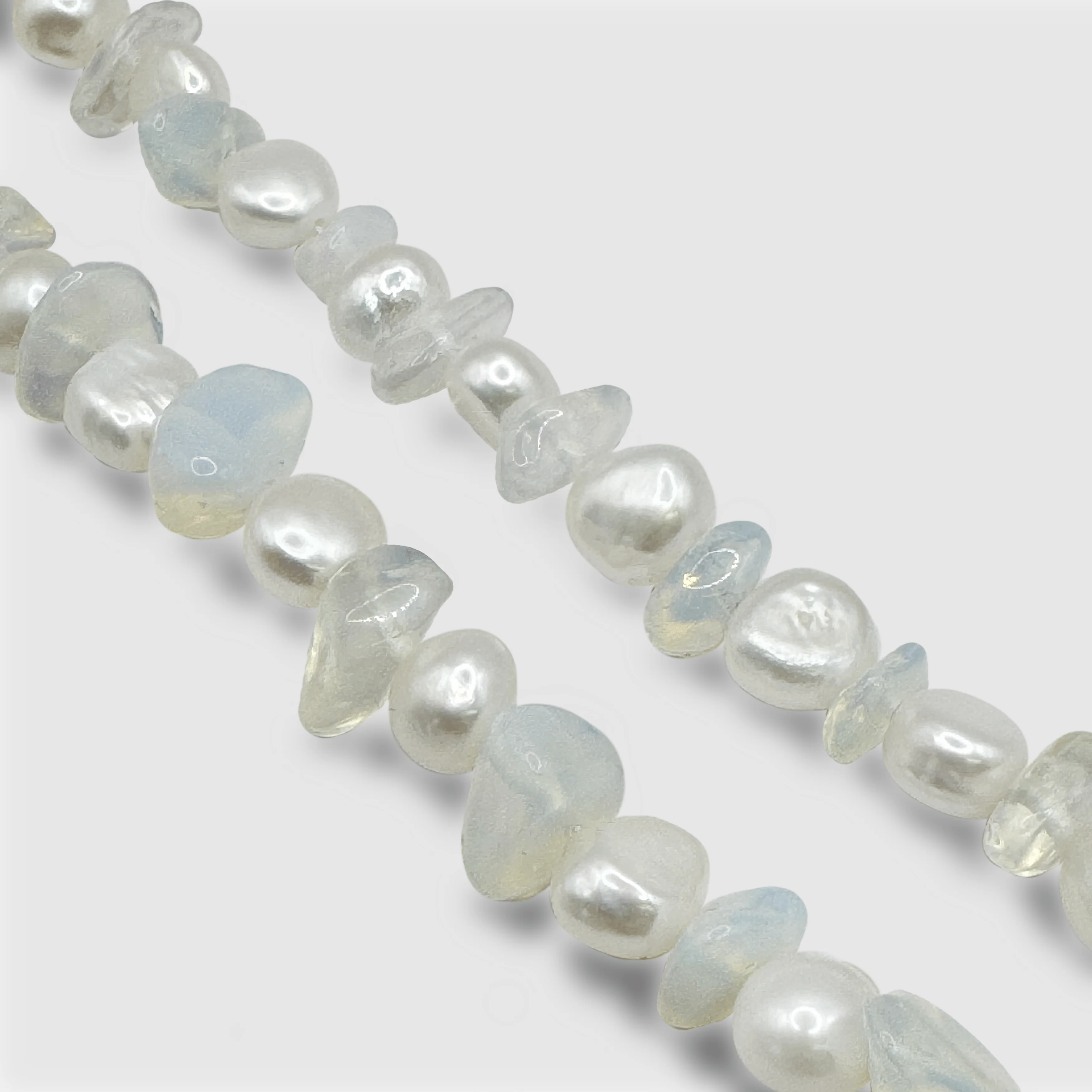 Blue Quartz Real Pearl Necklace (Silver) - Image 2