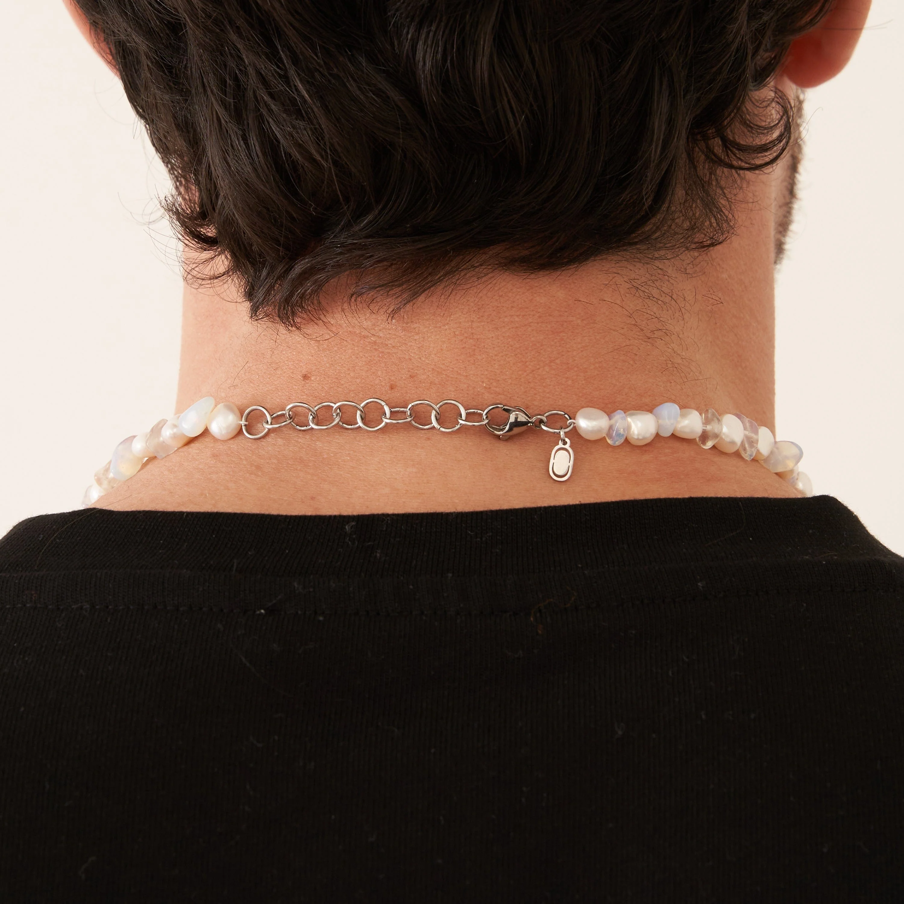 Blue Quartz Real Pearl Necklace (Silver) - Image 4
