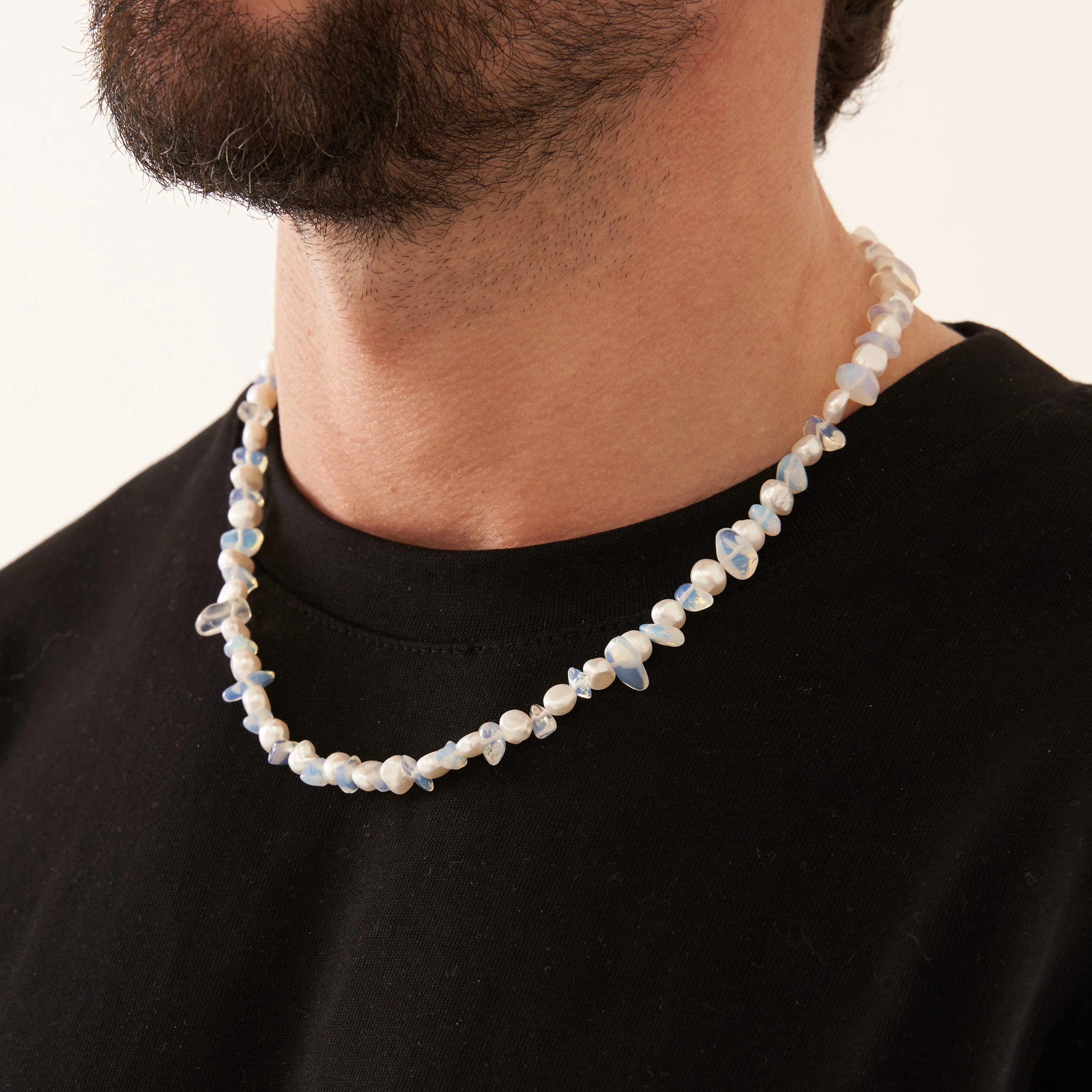 Blue Quartz Real Pearl Necklace (Silver) - Image 5