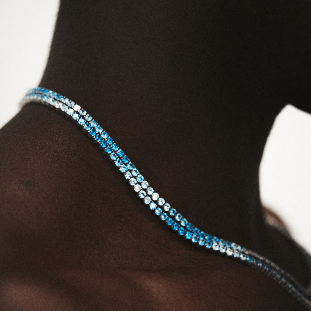 Blue Tennis Chain (Silver) 3mm - Image 3