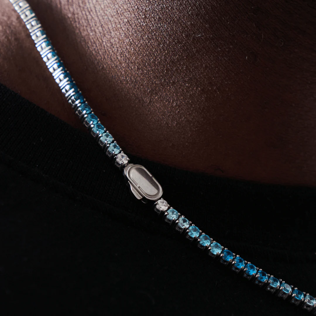 Blue Tennis Chain (Silver) 3mm - Image 5