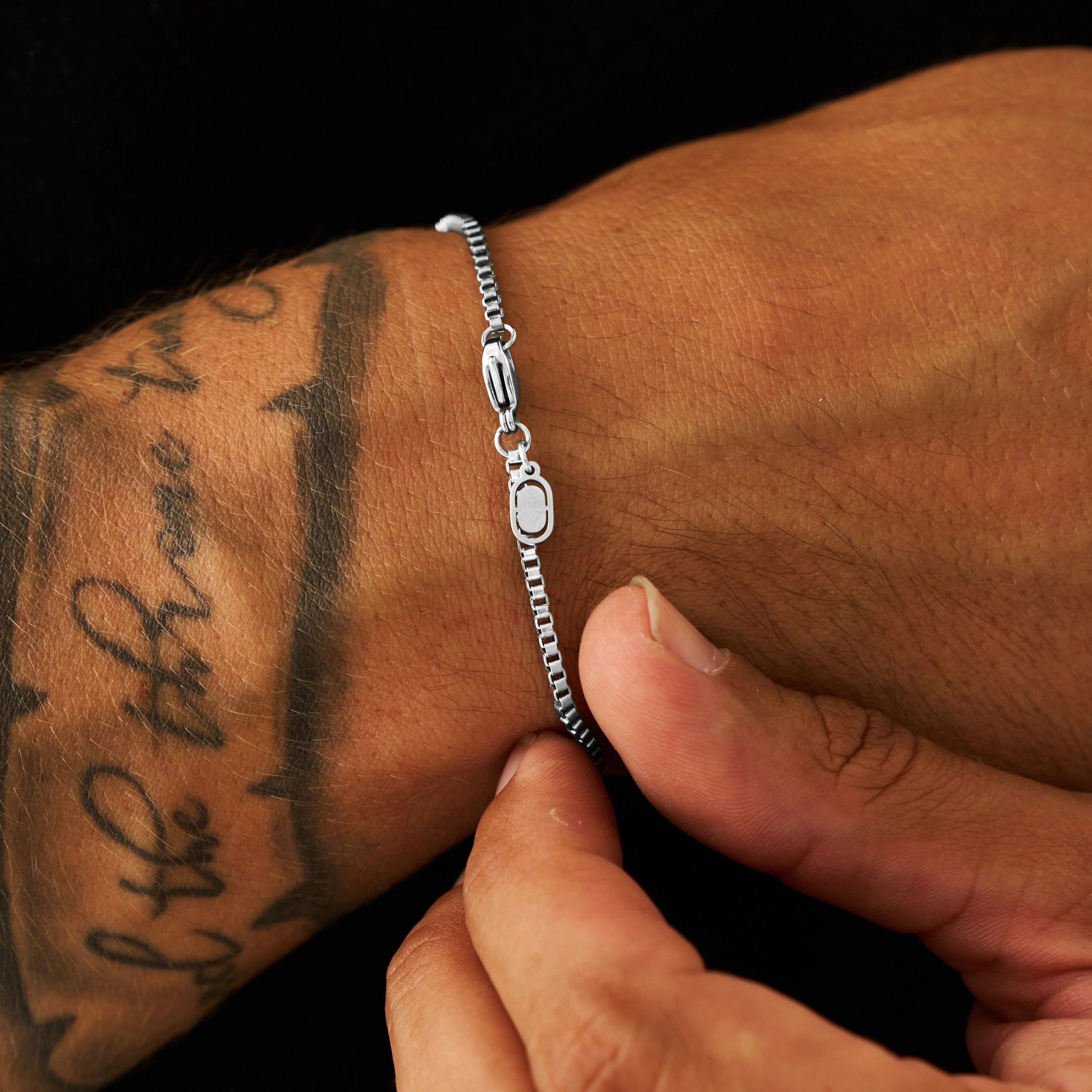 Box Bracelet (Silver) 2mm - Image 3