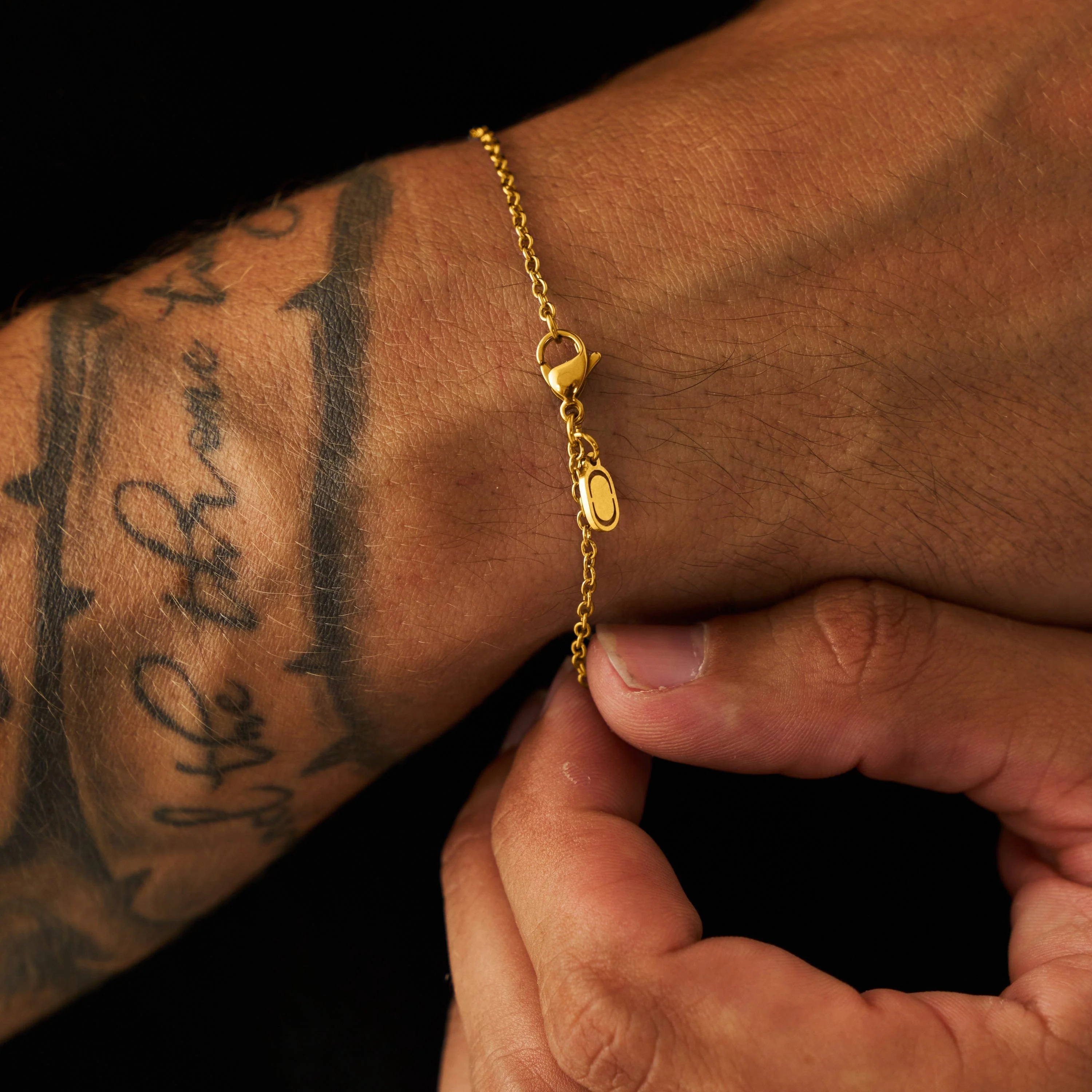 Cable Bracelet (Gold) 2mm - Image 3