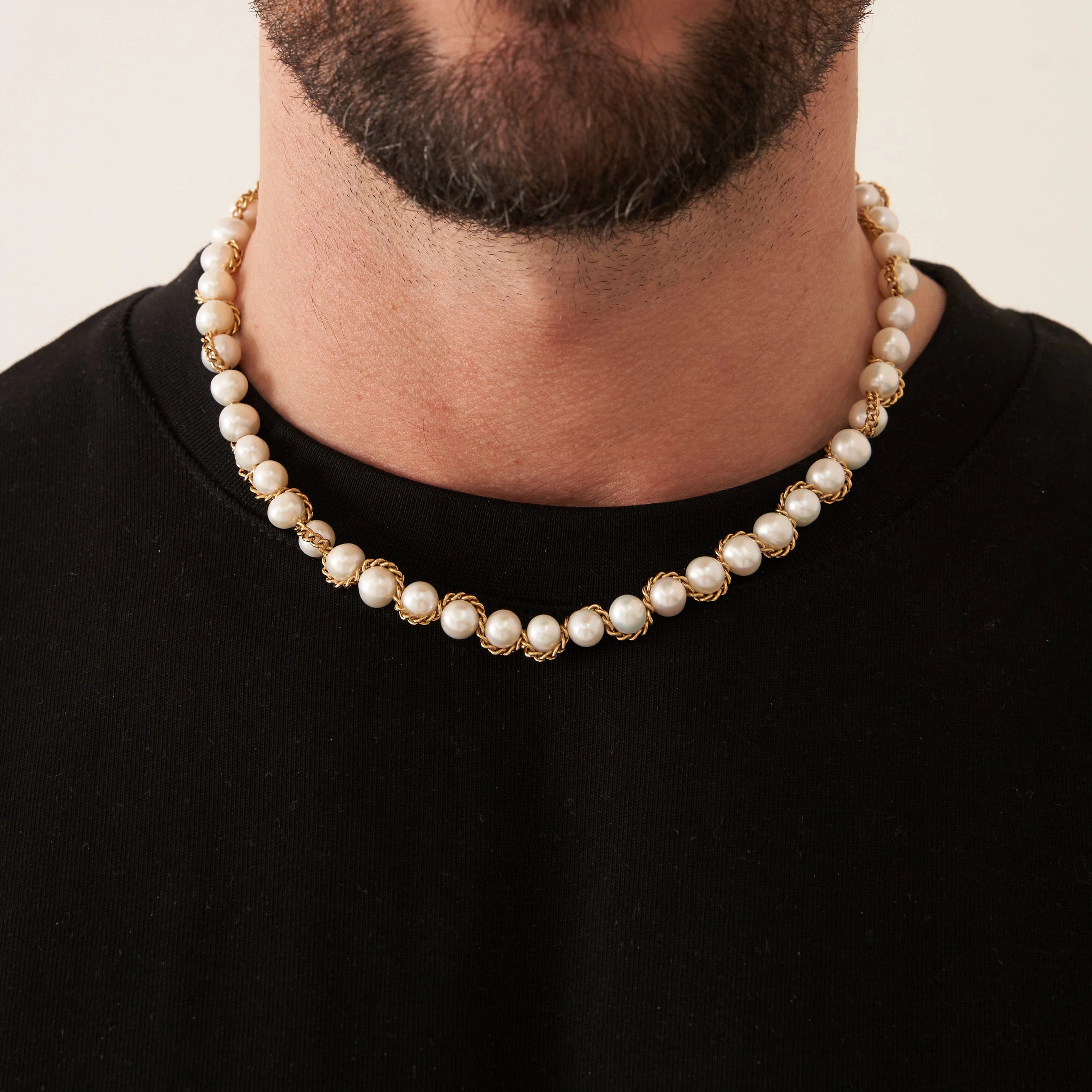Chain Wrap Real Pearl Necklace (Gold) - Image 3