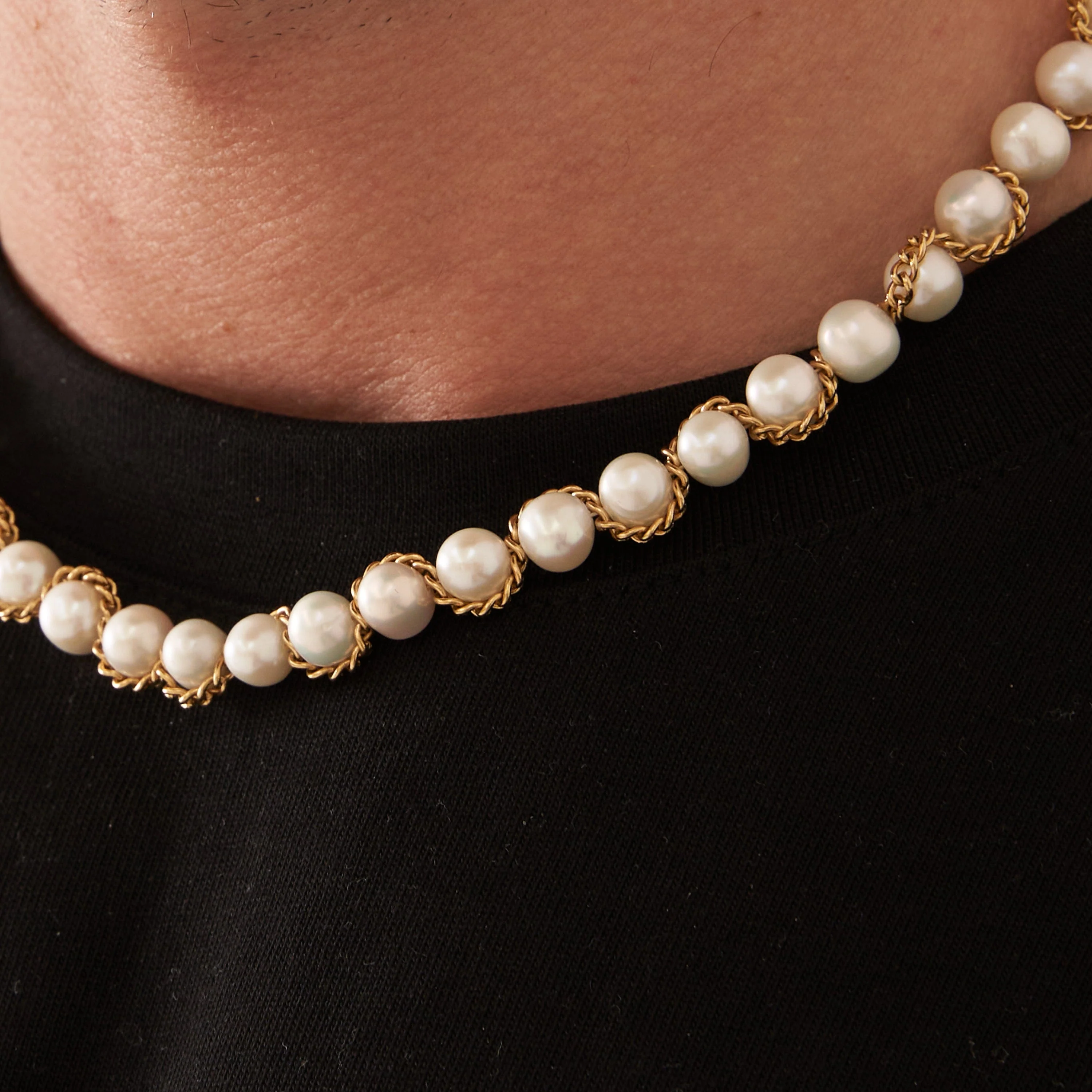 Chain Wrap Real Pearl Necklace (Gold) - Image 4