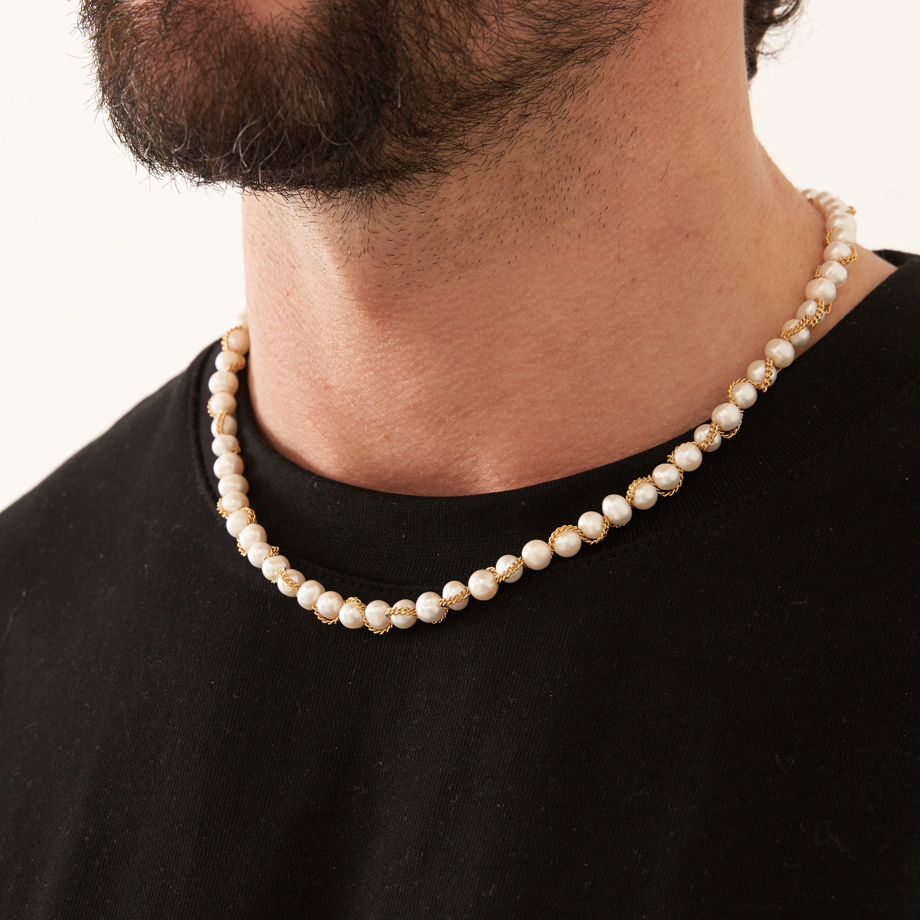 Chain Wrap Real Pearl Necklace (Gold) - Image 5