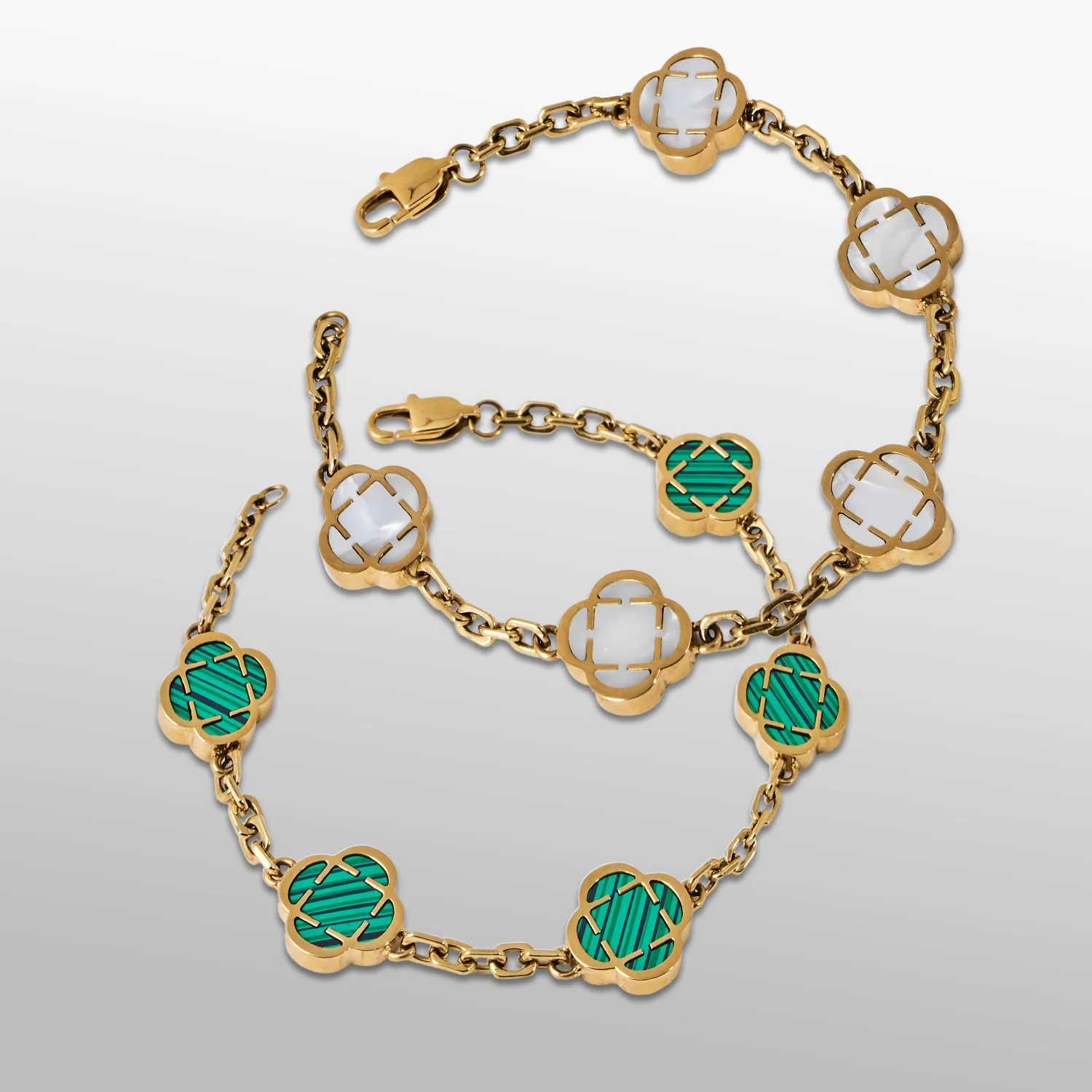 Clover Stone Bracelet Set (Gold) - Image 3