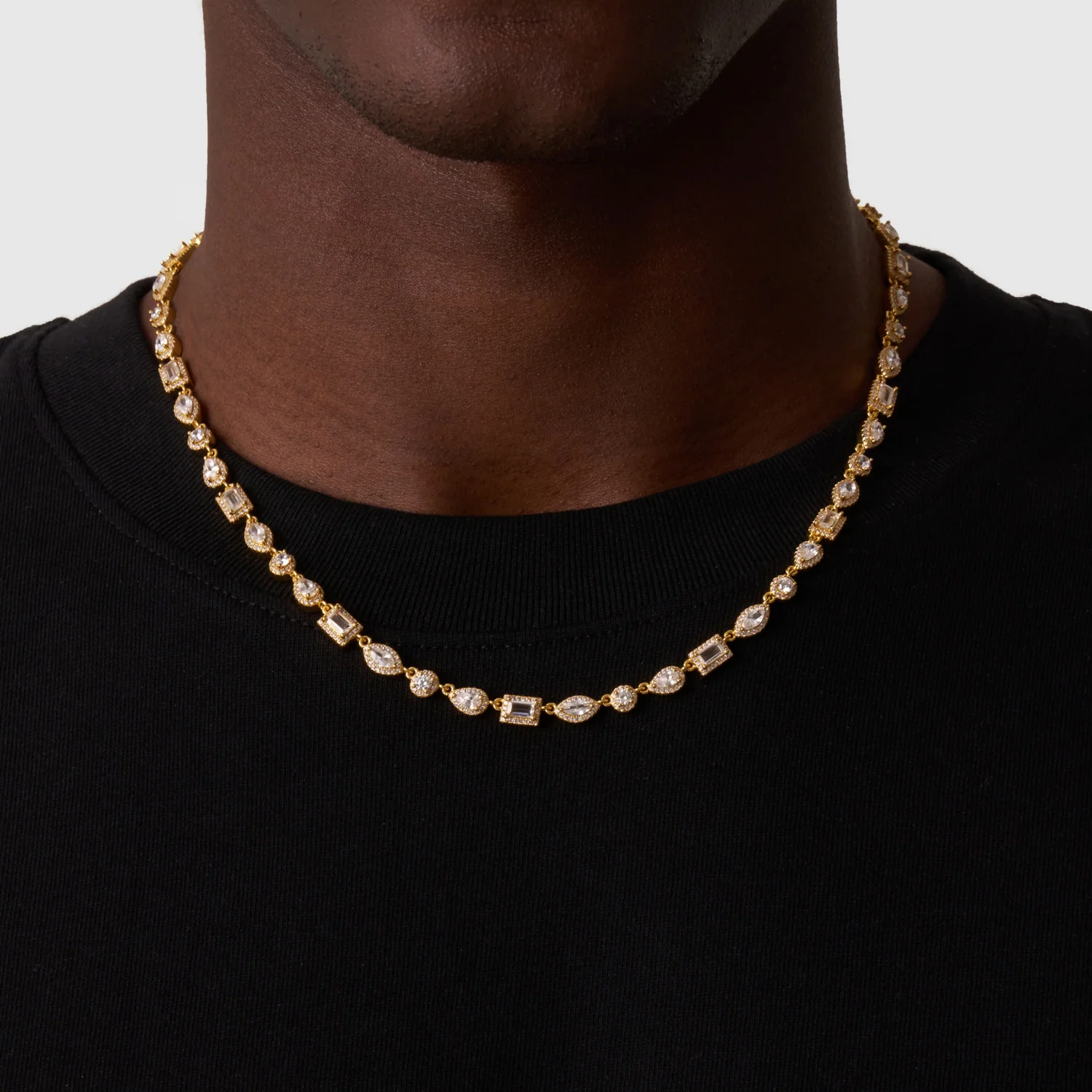 Mixed Cluster Linked Necklace (Gold) - Image 2
