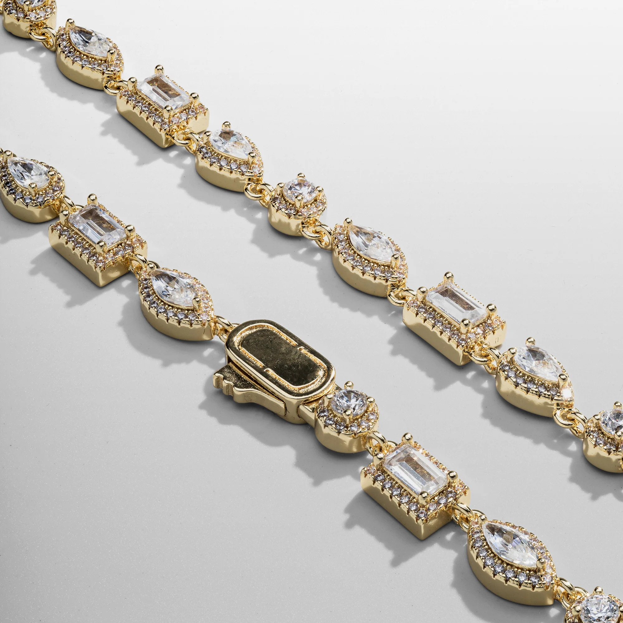 Mixed Cluster Linked Necklace (Gold) - Image 3