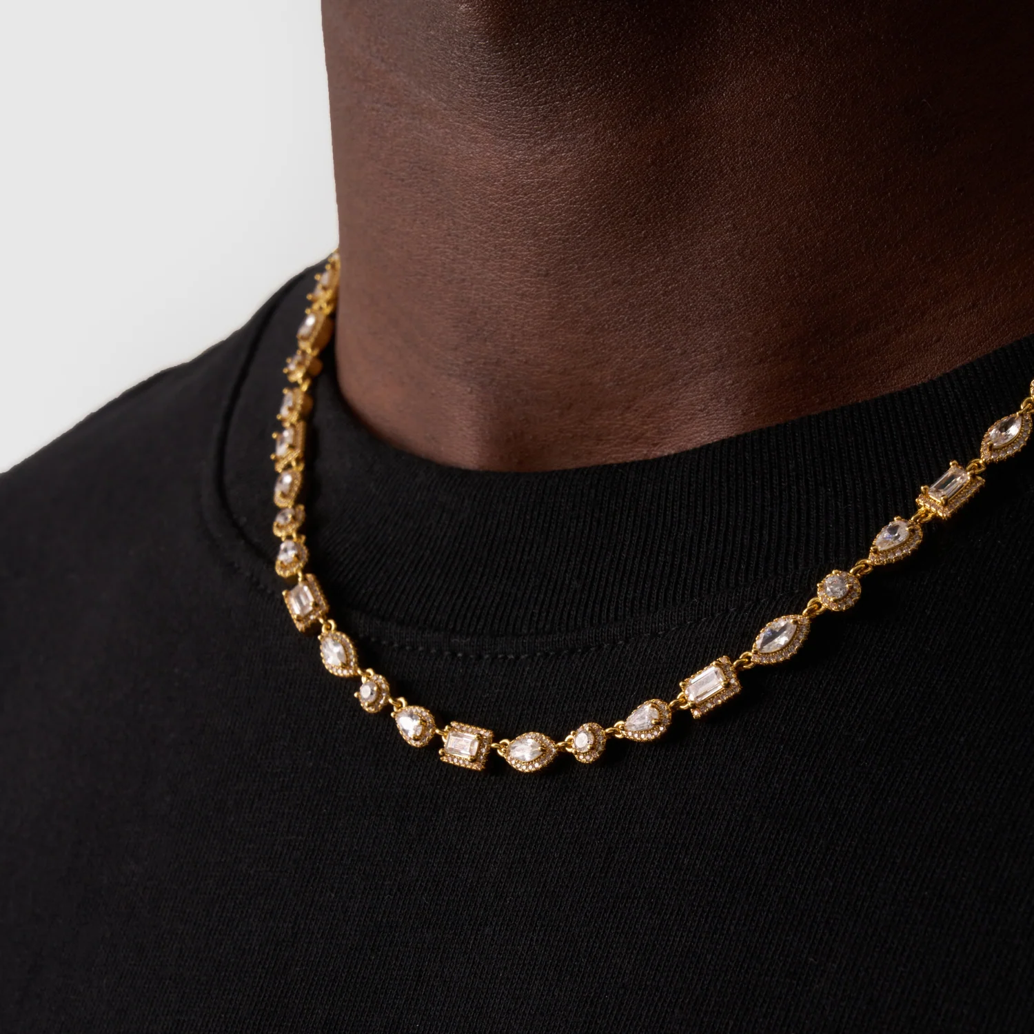 Mixed Cluster Linked Necklace (Gold) - Image 4