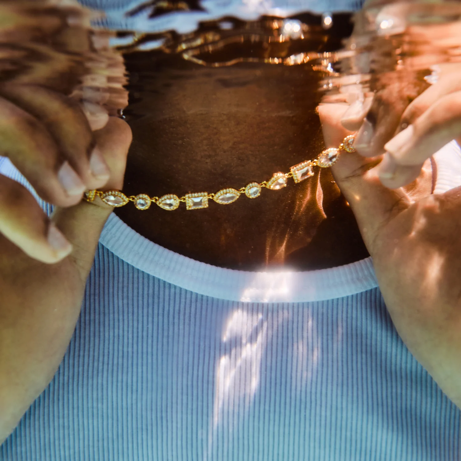 Mixed Cluster Linked Necklace (Gold) - Image 6