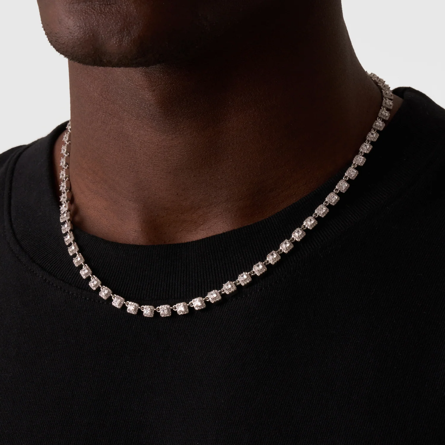 Cluster Stone Tennis Chain (Silver) - Image 5