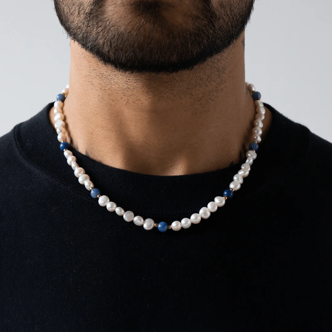 Cobalt Blue - Real Pearl Necklace - Image 2