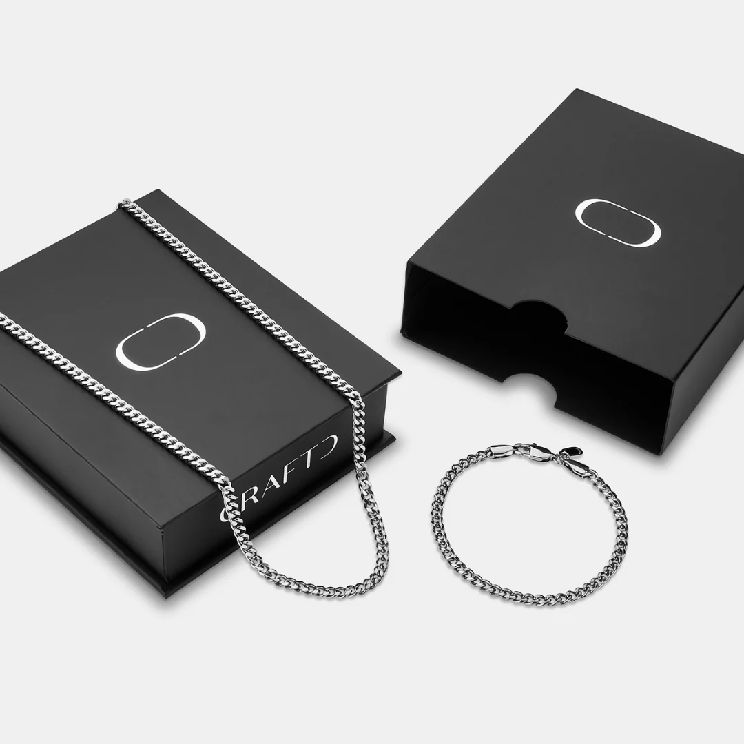 Cuban 4mm Gift Set (Silver) - Image 2
