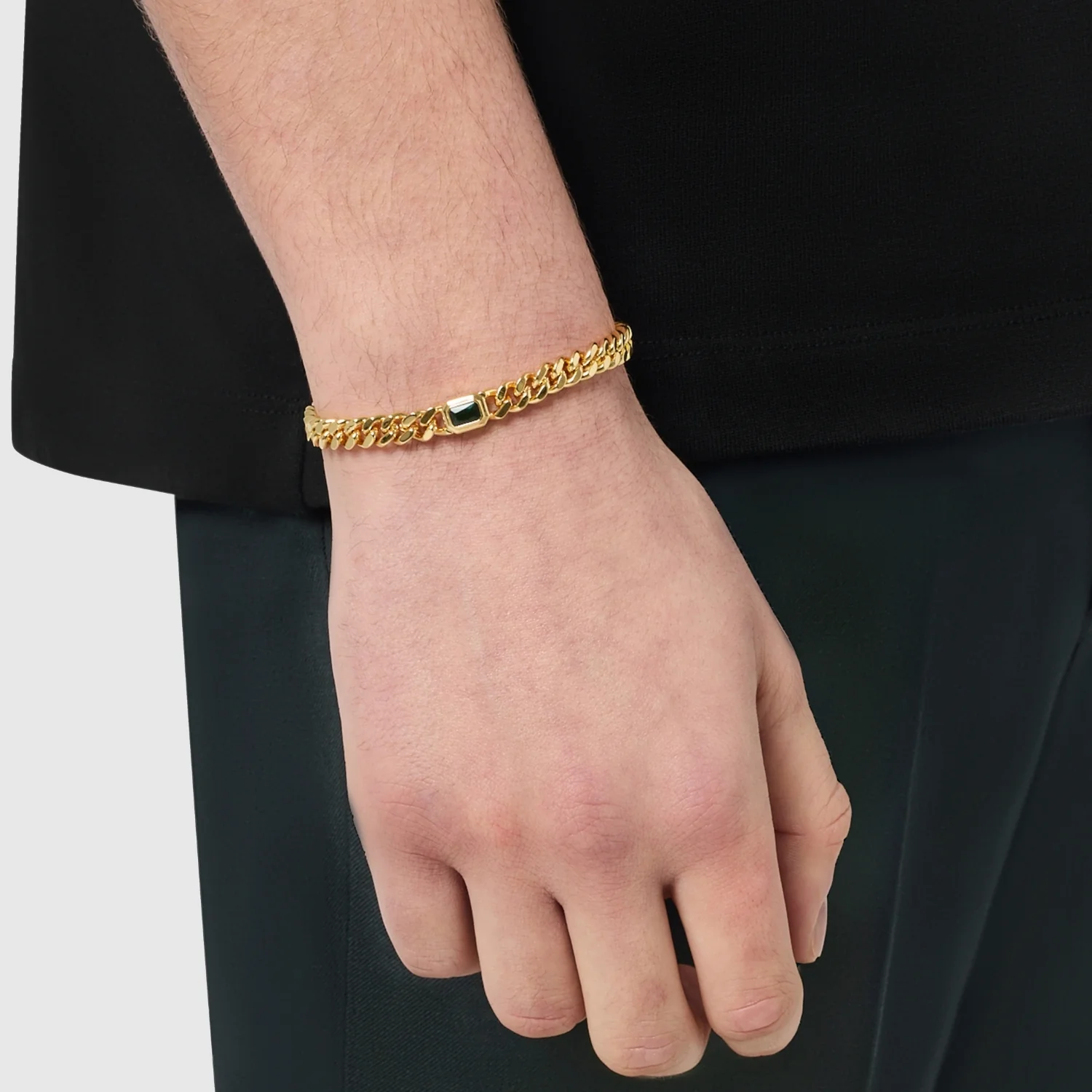 Emerald Cuban Bracelet (Gold) 6mm - Image 2