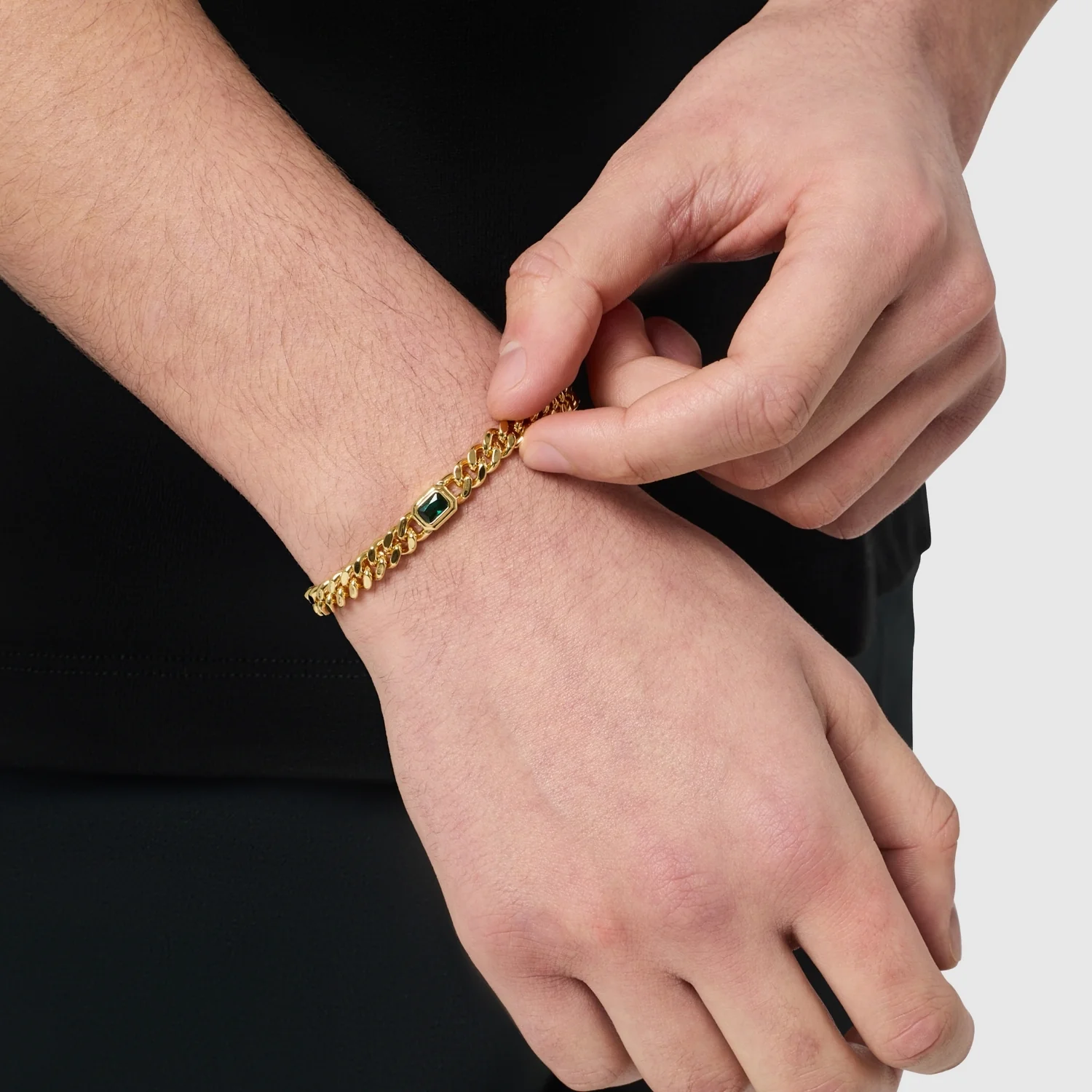 Emerald Cuban Bracelet (Gold) 6mm - Image 3
