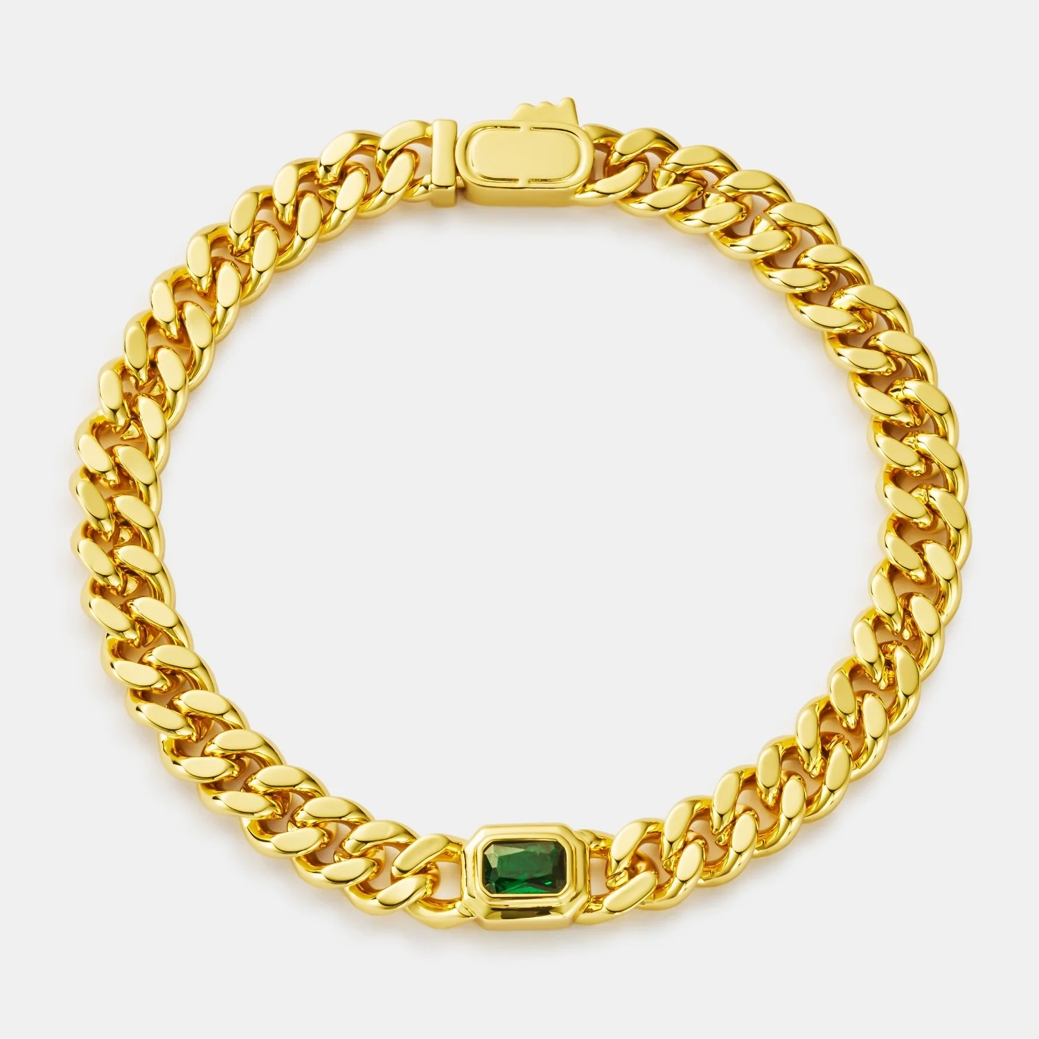 Emerald Cuban Bracelet (Gold) 6mm - Image 4