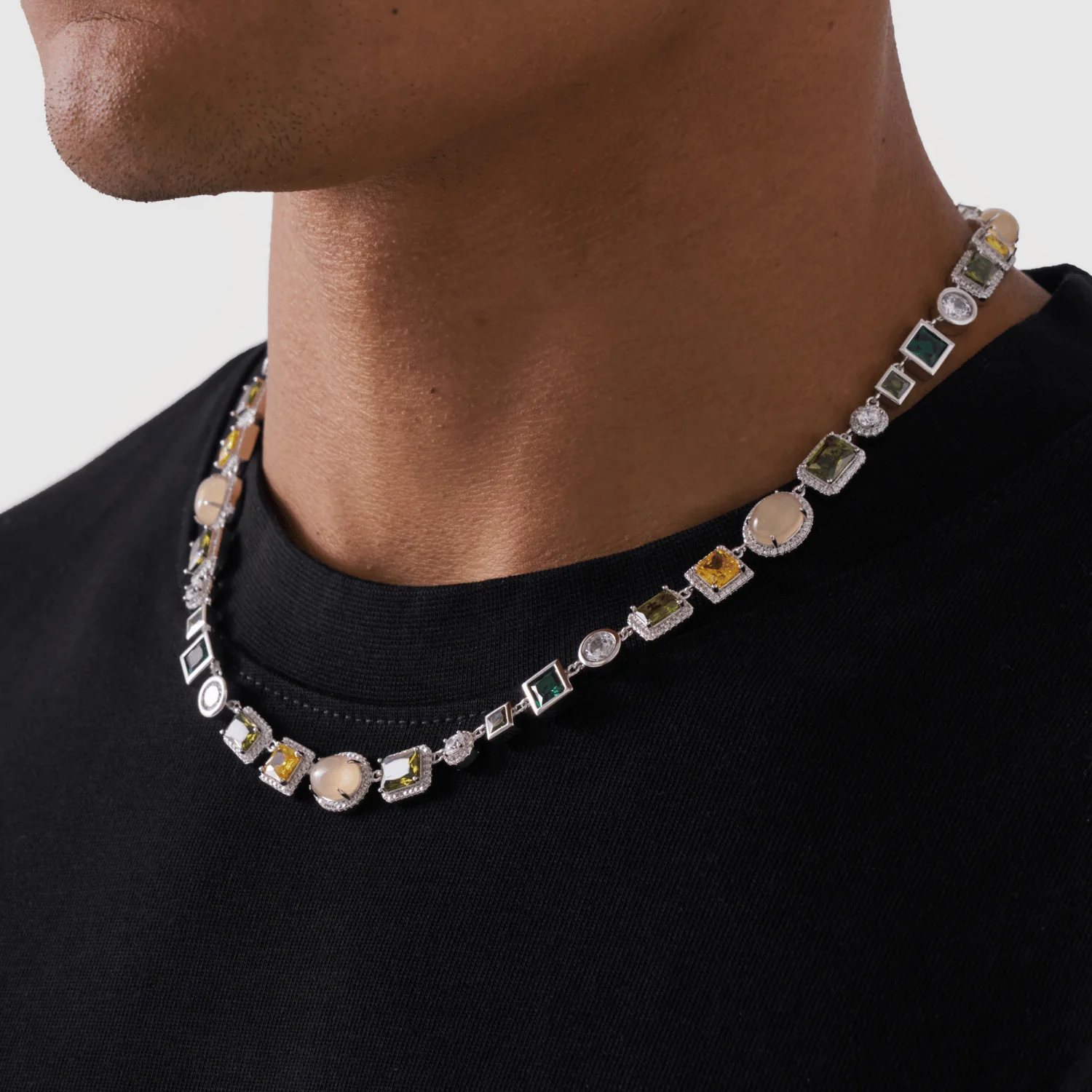Emerald Gemstone Necklace (Silver) - Image 3