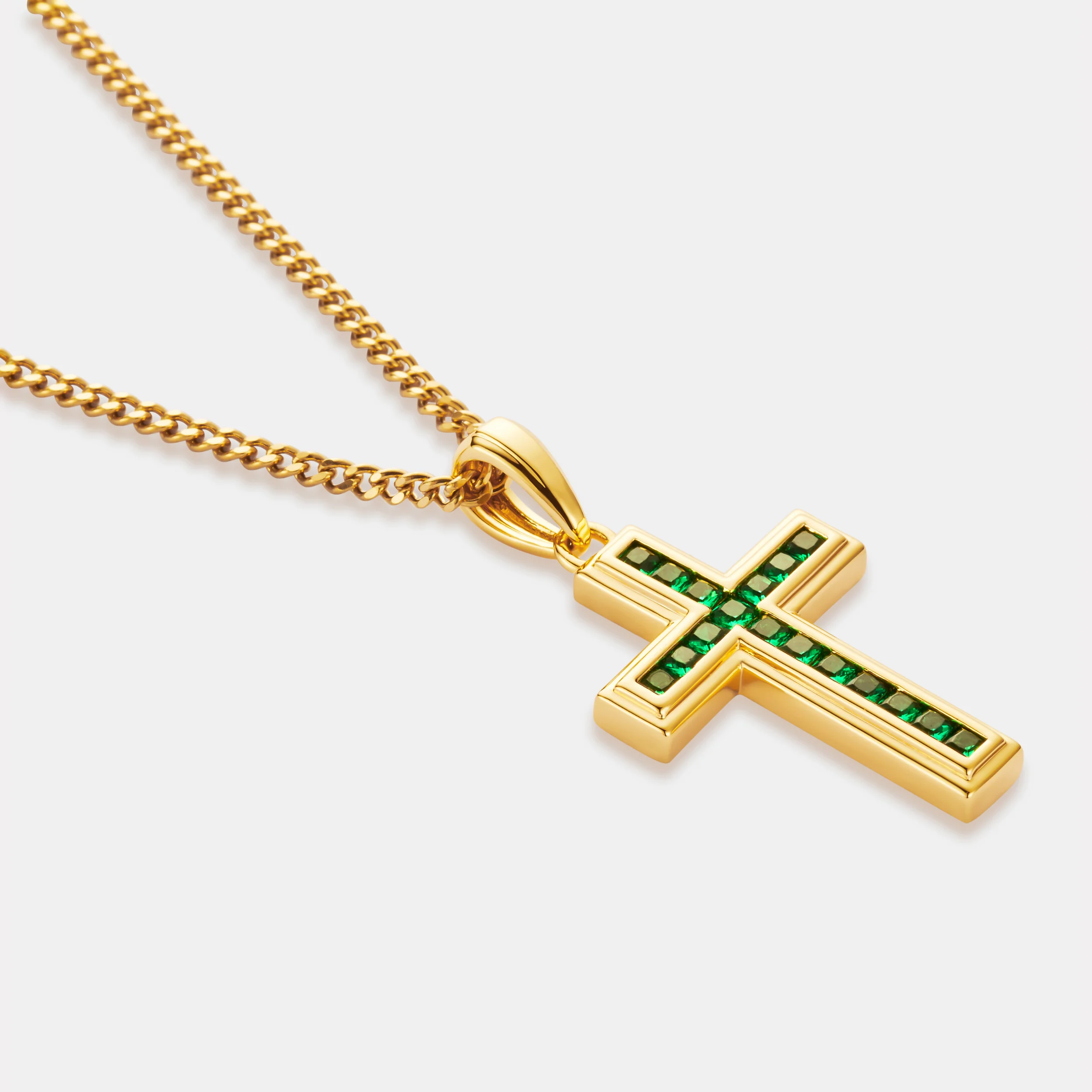 Emerald Stone Cross (Gold) - Image 3