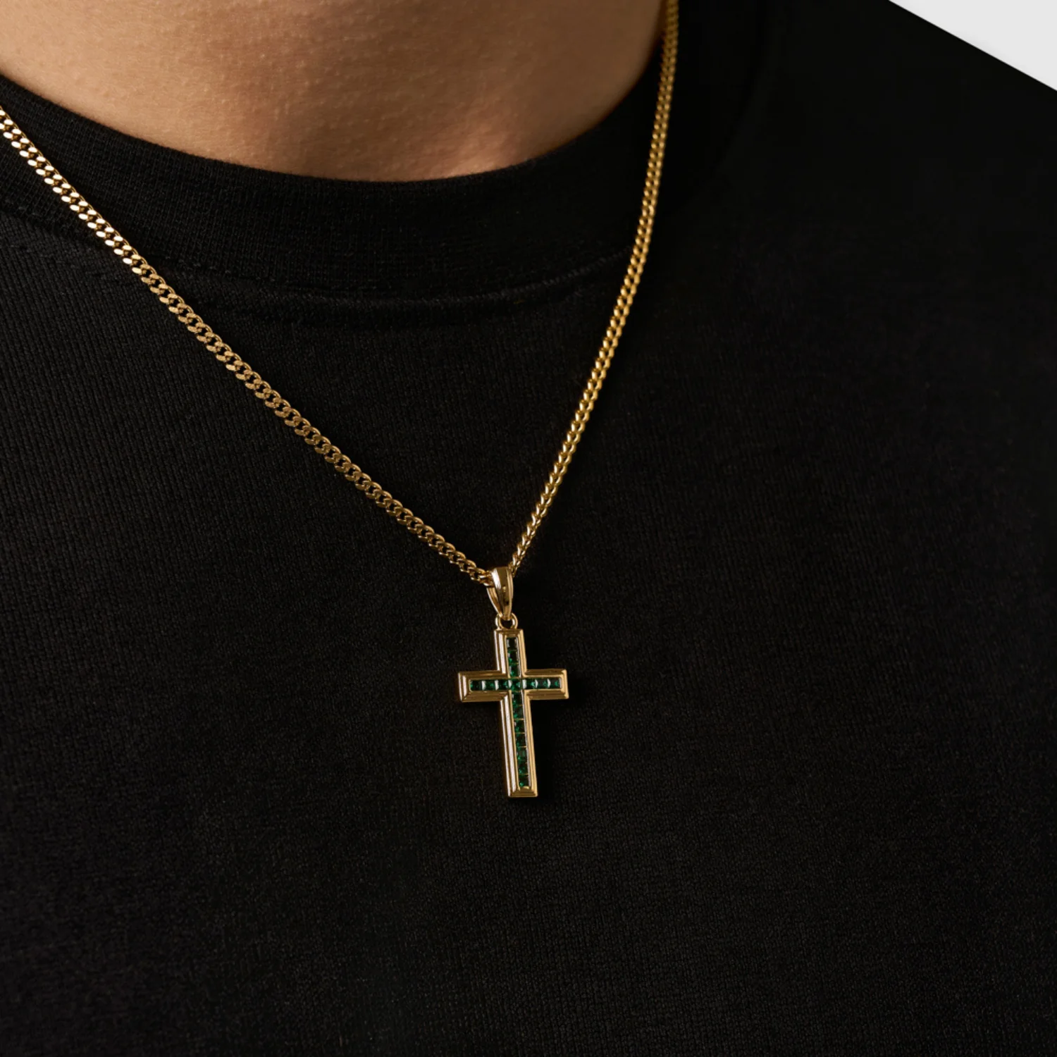 Emerald Stone Cross (Gold) - Image 4
