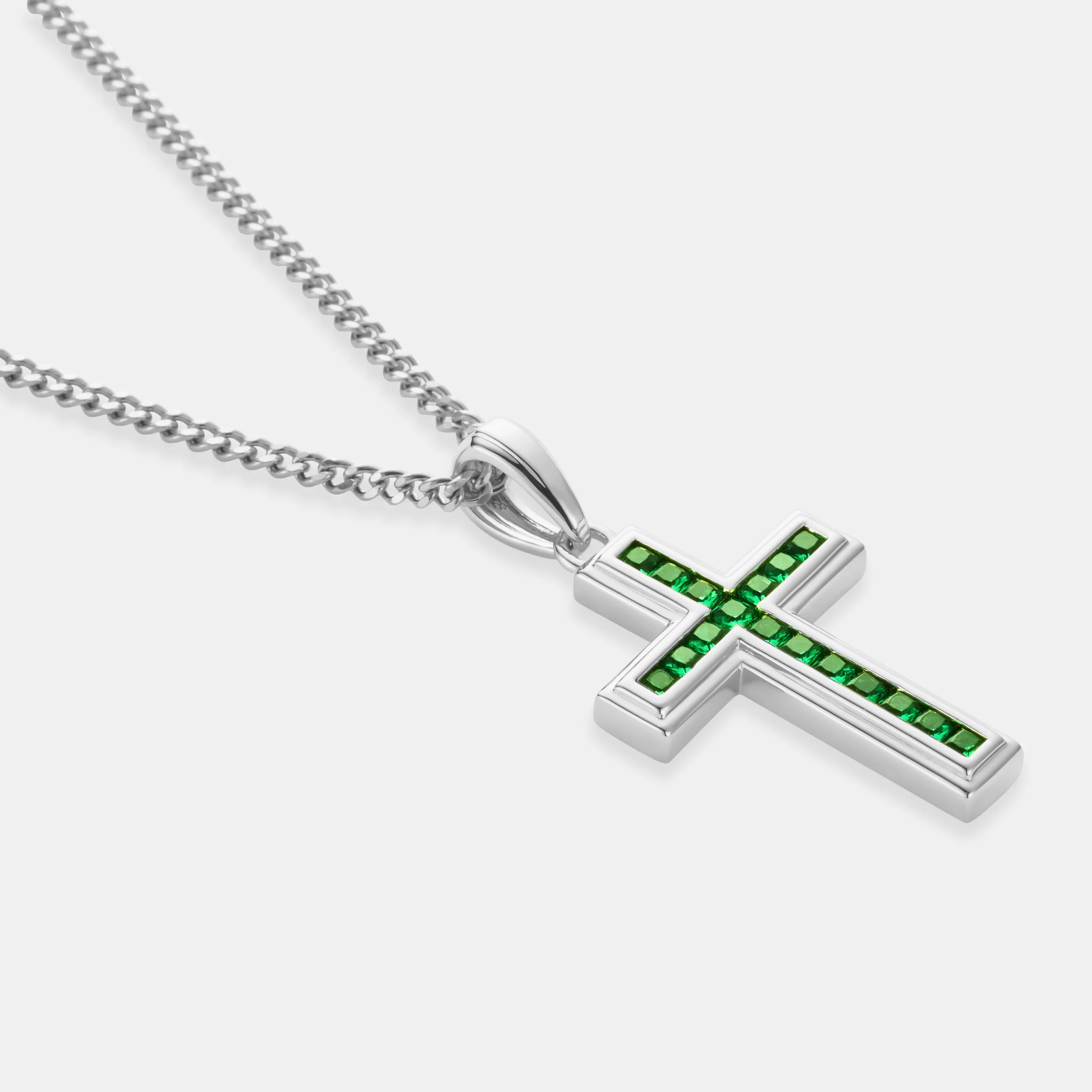Emerald Stone Cross (Silver) - Image 3