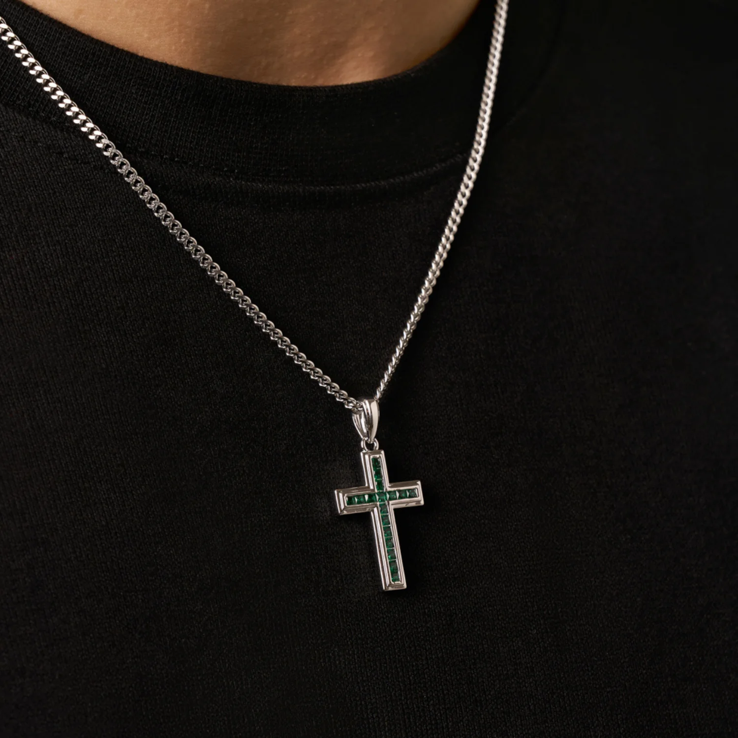 Emerald Stone Cross (Silver) - Image 4