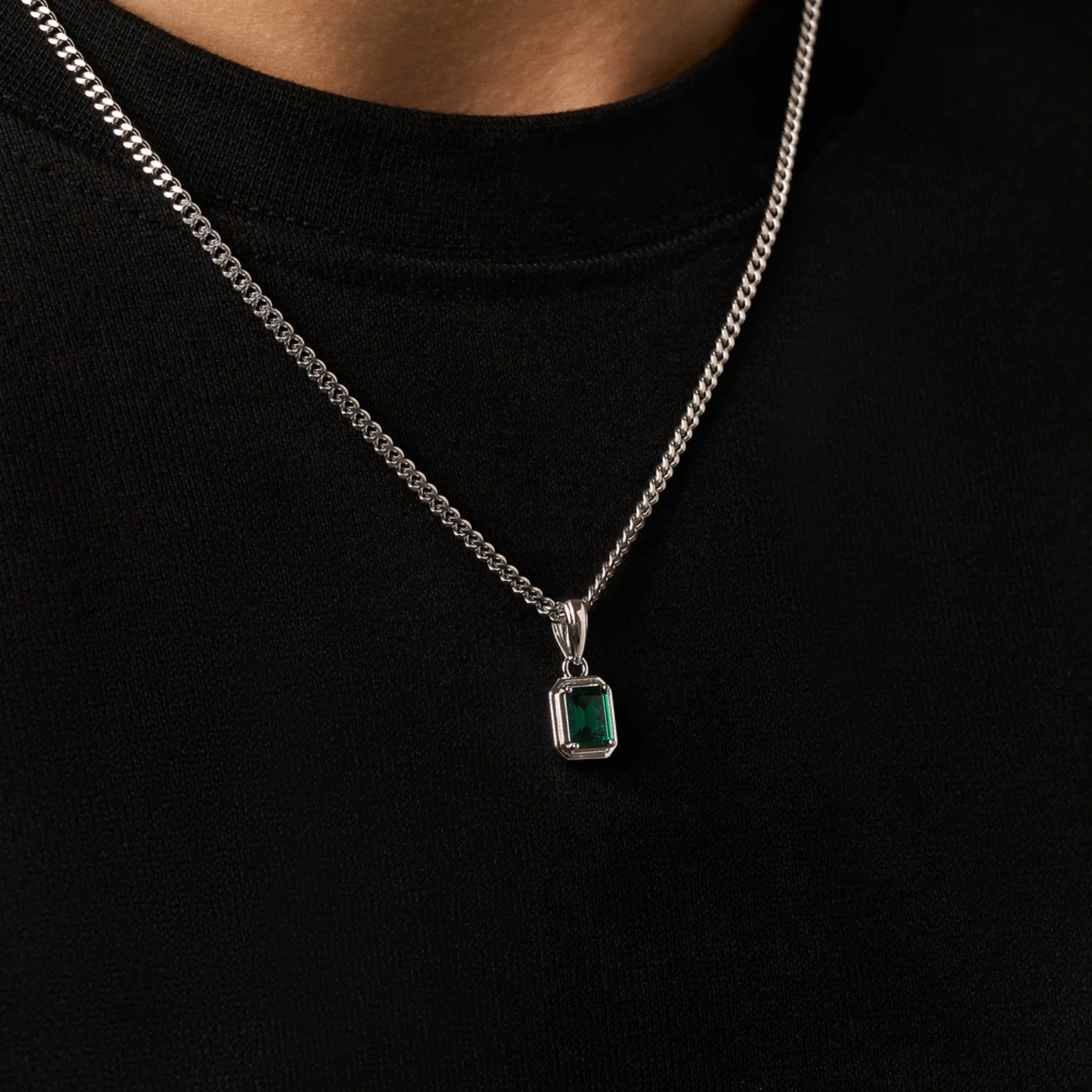 Emerald Stone Rectangle (Silver) - Image 4